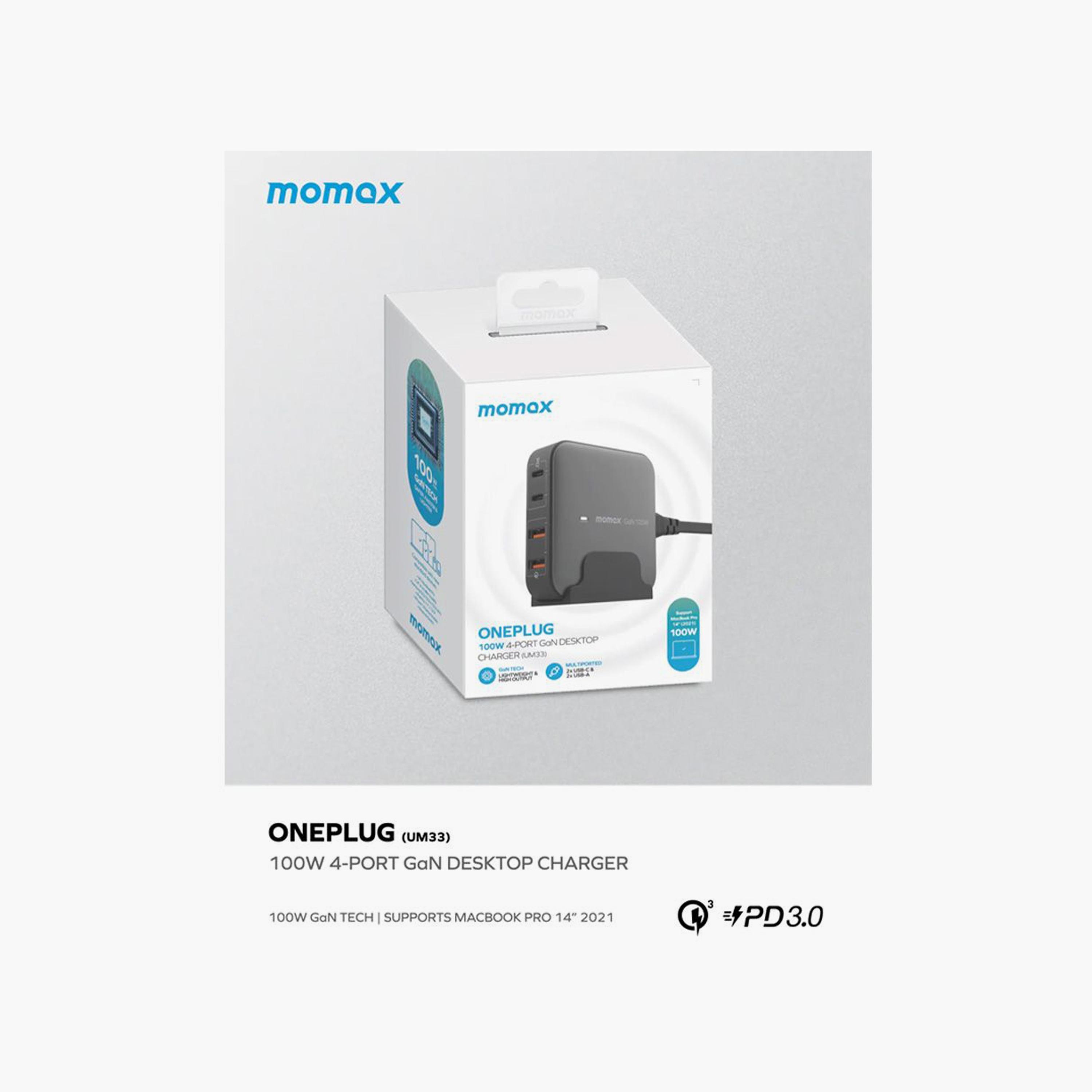 Momax One Plug Gan 100W 4-Port Desktop Charger 2 USB-C and 2 USB-A port - Black | UM33UKE-electronics-accessories-mobileaccesories-image-3