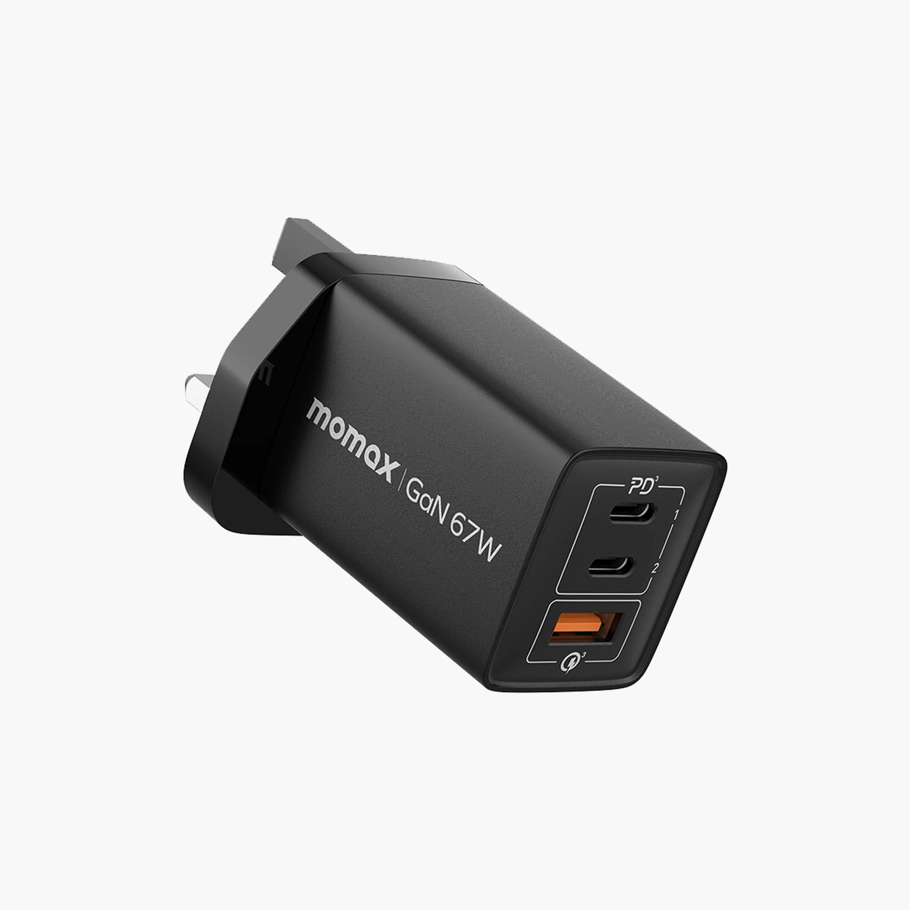 Momax One Plug 67W 3-Port Gan Charger - Black | UM30UKDHK1-electronics-accessories-mobileaccesories-image-1