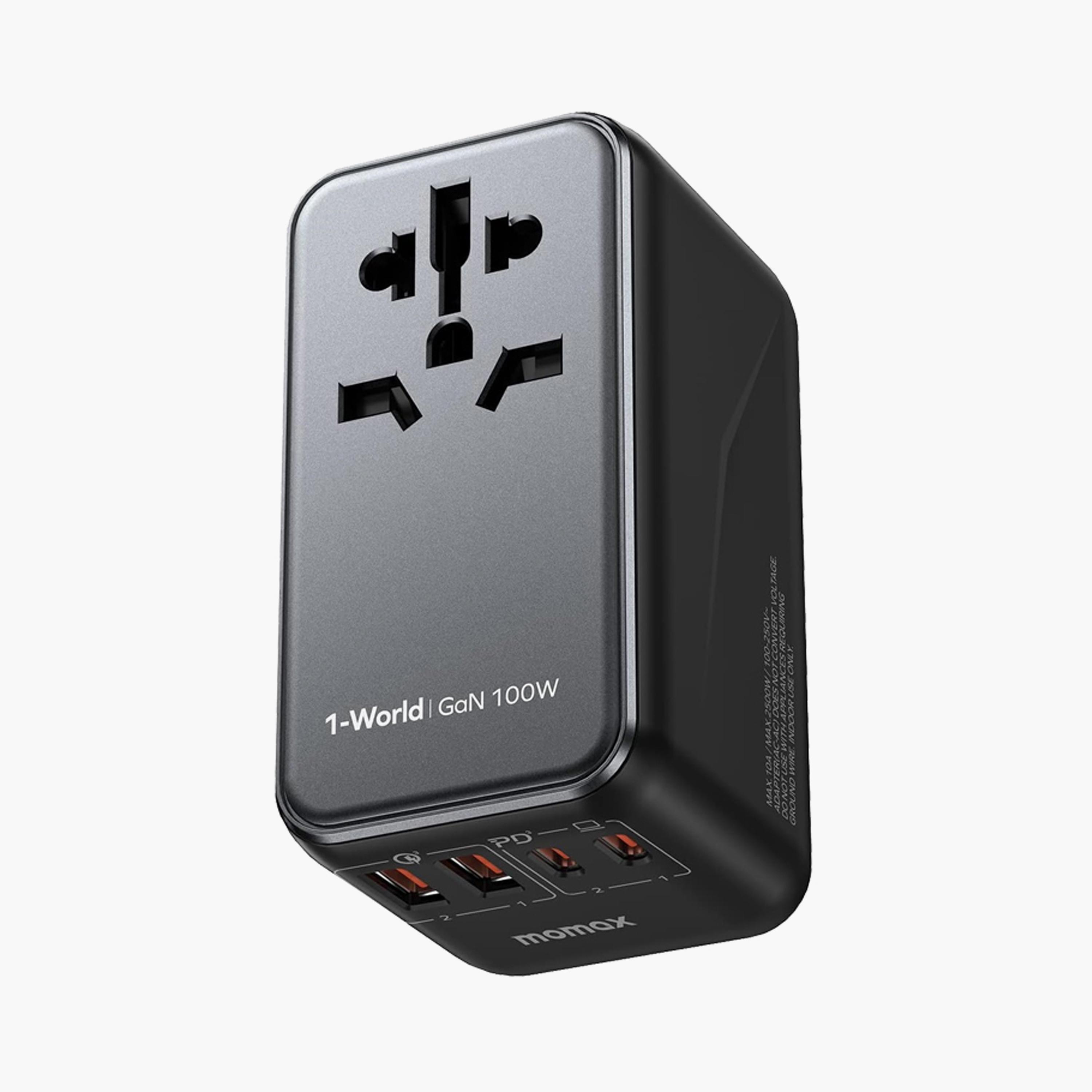 Momax Travel Socket 1-World Power Adapter Charger Gan PD 4 Ports 100W - Black | UA10D-electronics-accessories-mobileaccesories-image-1