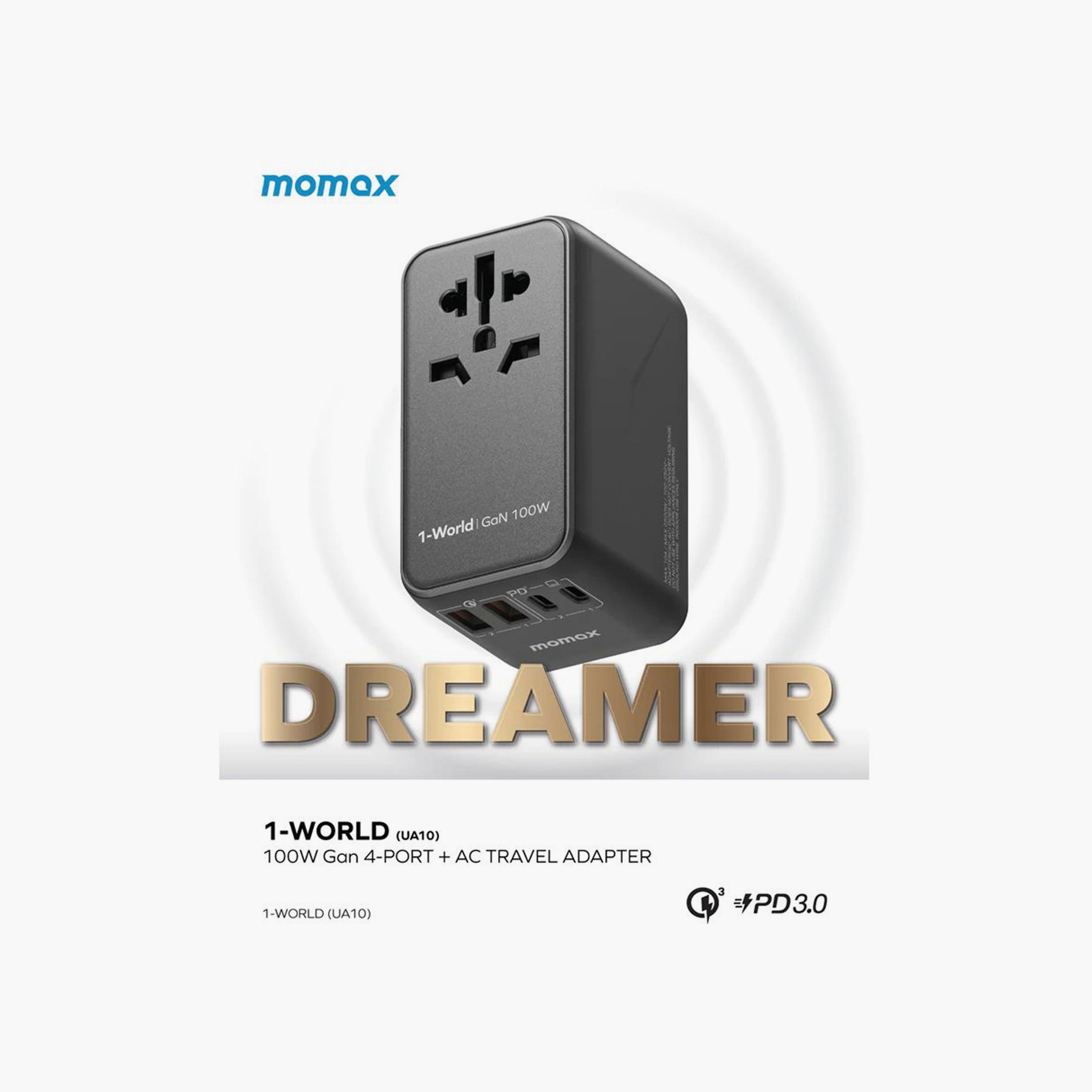 Momax Travel Socket 1-World Power Adapter Charger Gan PD 4 Ports 100W - Black | UA10D-electronics-accessories-mobileaccesories-image-6