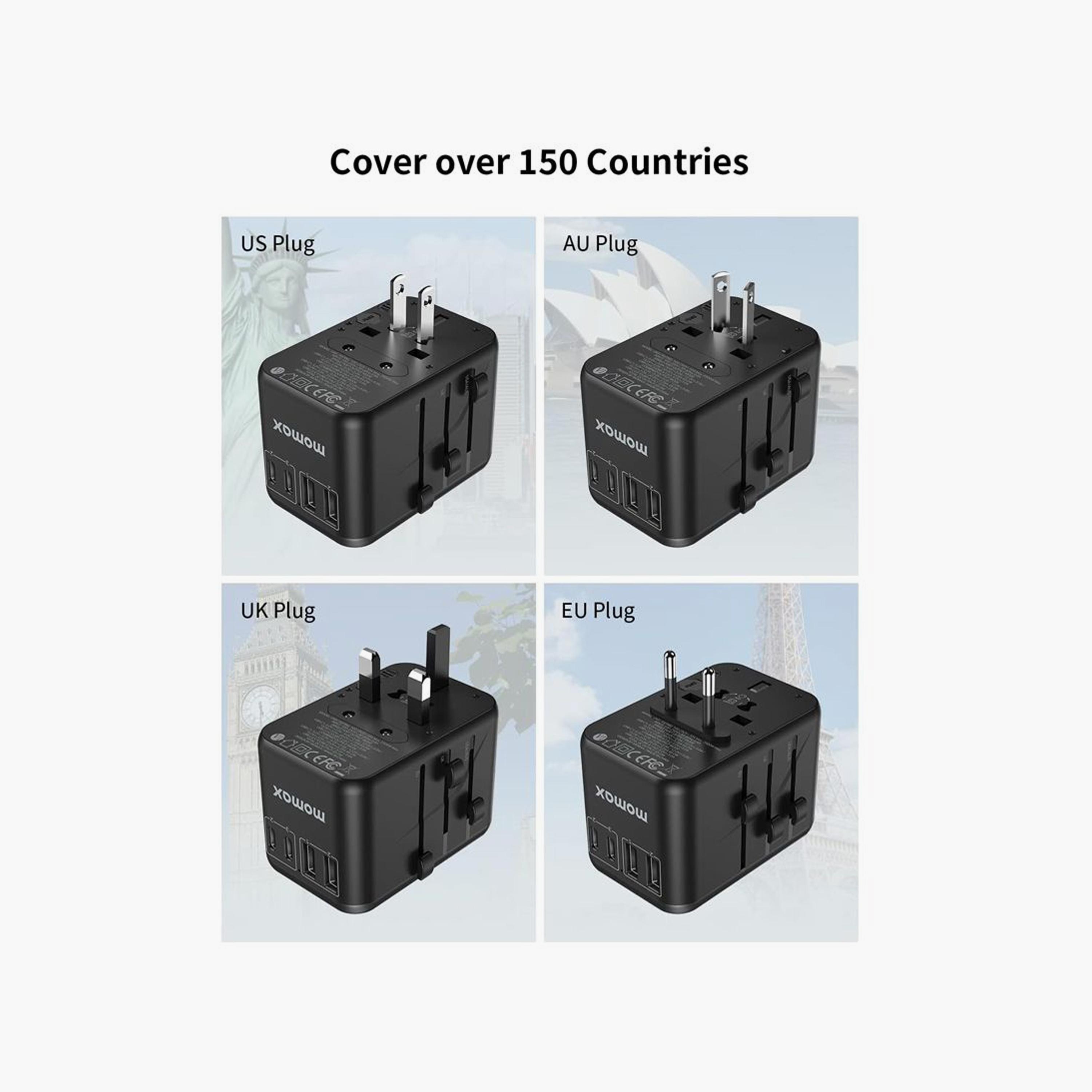 Momax Travel Socket 1-World Power Adapter Charger Gan PD 5 Ports 65W - Black | UA8D-electronics-accessories-mobileaccesories-image-2