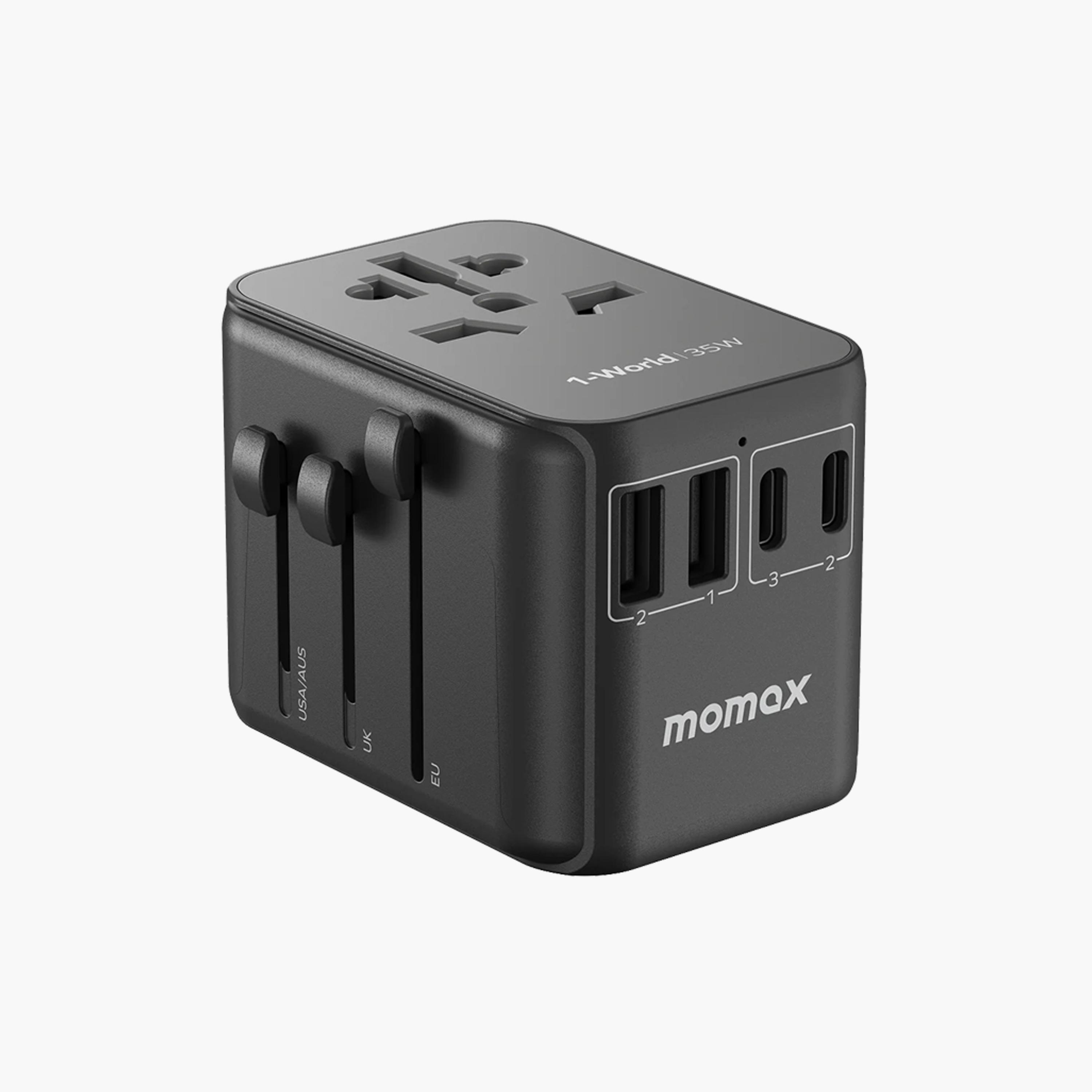 Momax Travel Socket 1-World Power Adapter Charger PD 5 Ports 35W - Black | UA9D-electronics-accessories-mobileaccesories-image-1