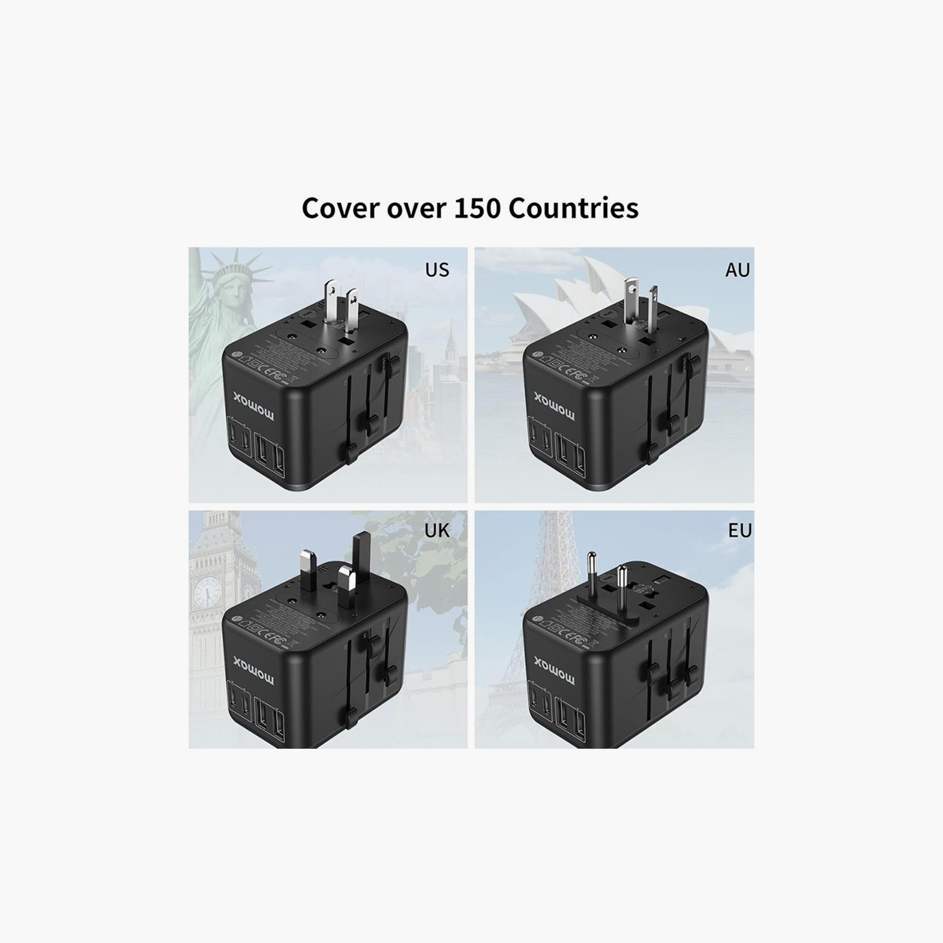 Momax Travel Socket 1-World Power Adapter Charger Gan PD 5 Ports 70W - Black | UA8AD-electronics-accessories-mobileaccesories-image-6