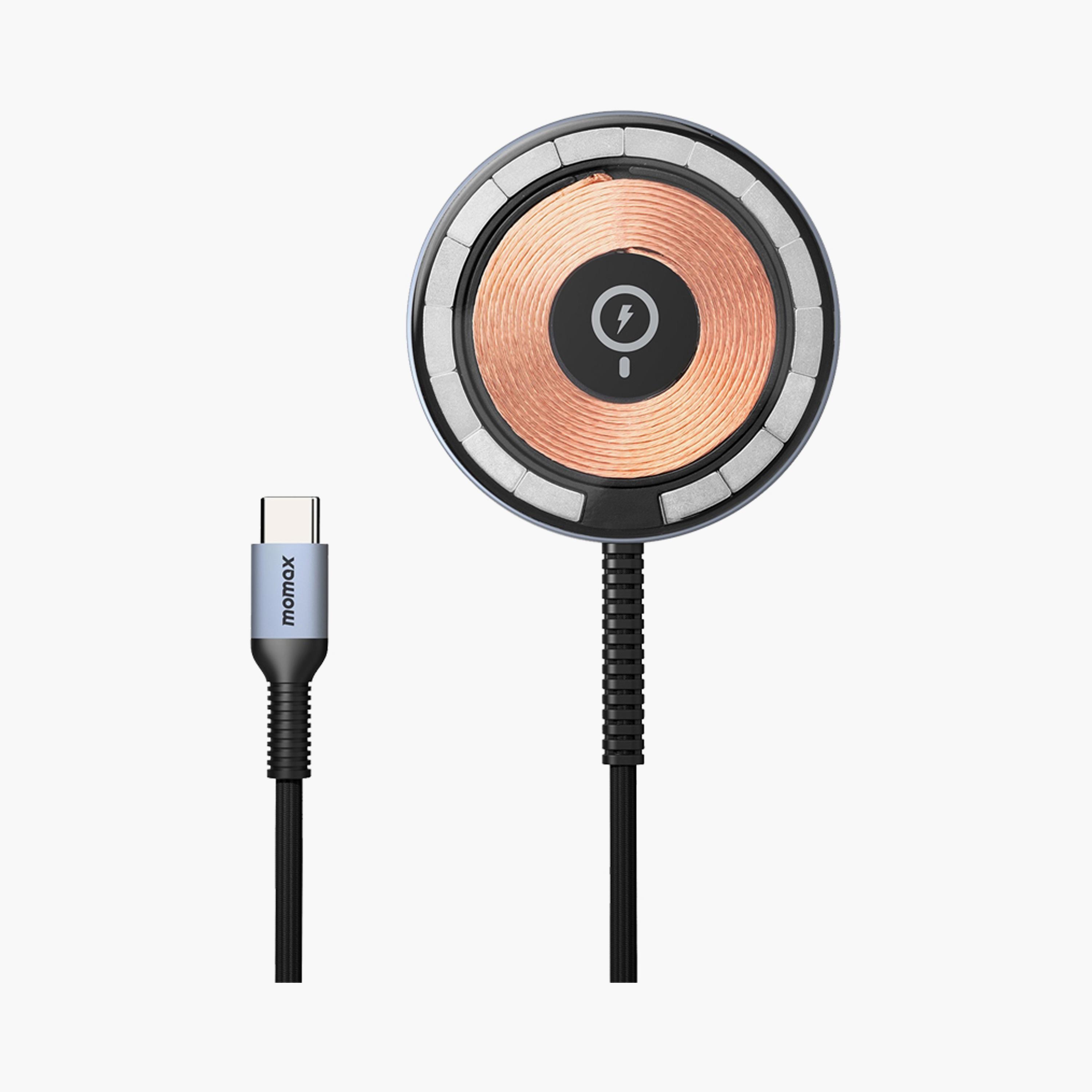 Momax Q.MAG 2 Transparent Magnetic Wireless Charger, 15W Max, 1.2M Cable - Grey | UD21E-electronics-accessories-mobileaccesories-image-1