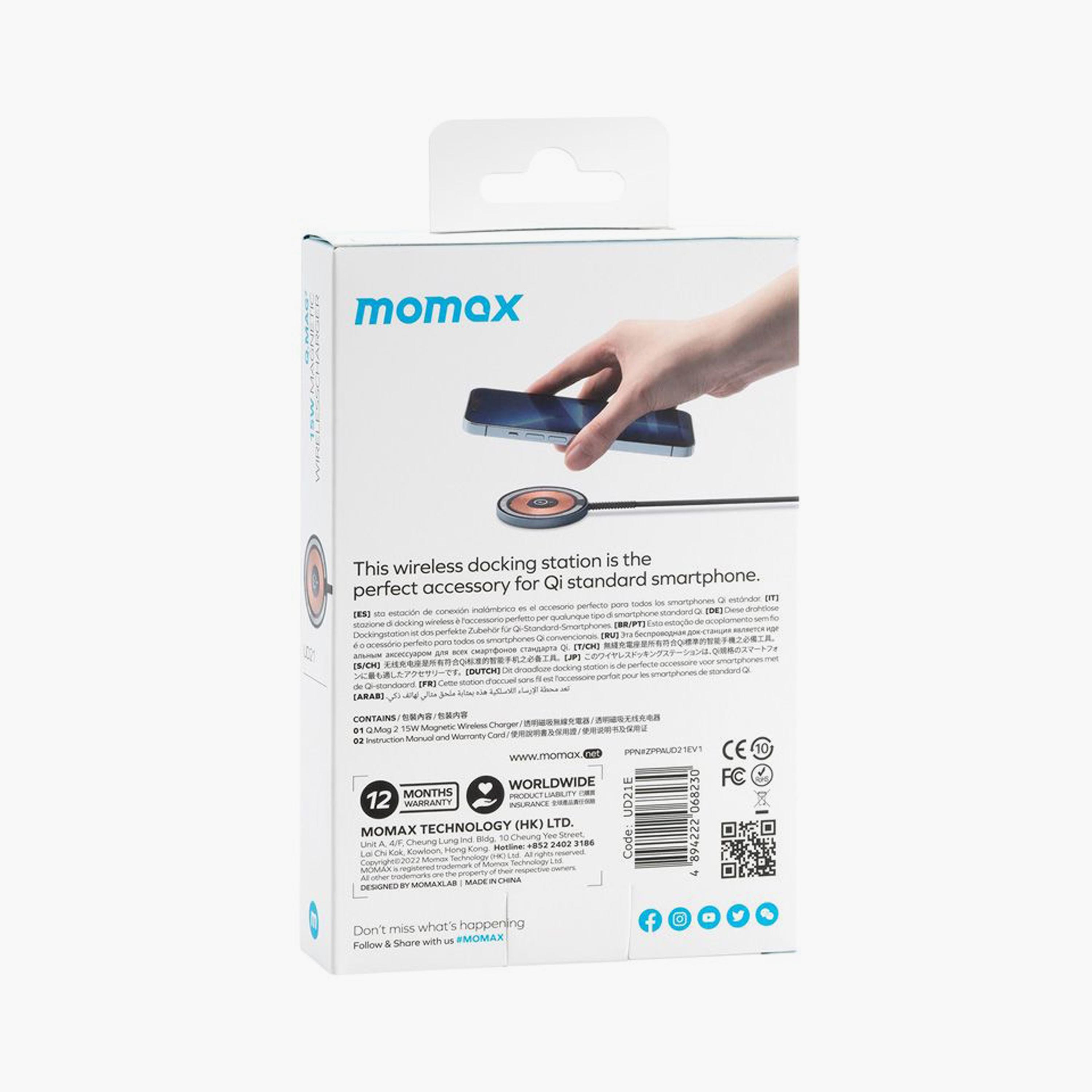 Momax Q.MAG 2 Transparent Magnetic Wireless Charger, 15W Max, 1.2M Cable - Grey | UD21E-electronics-accessories-mobileaccesories-image-6