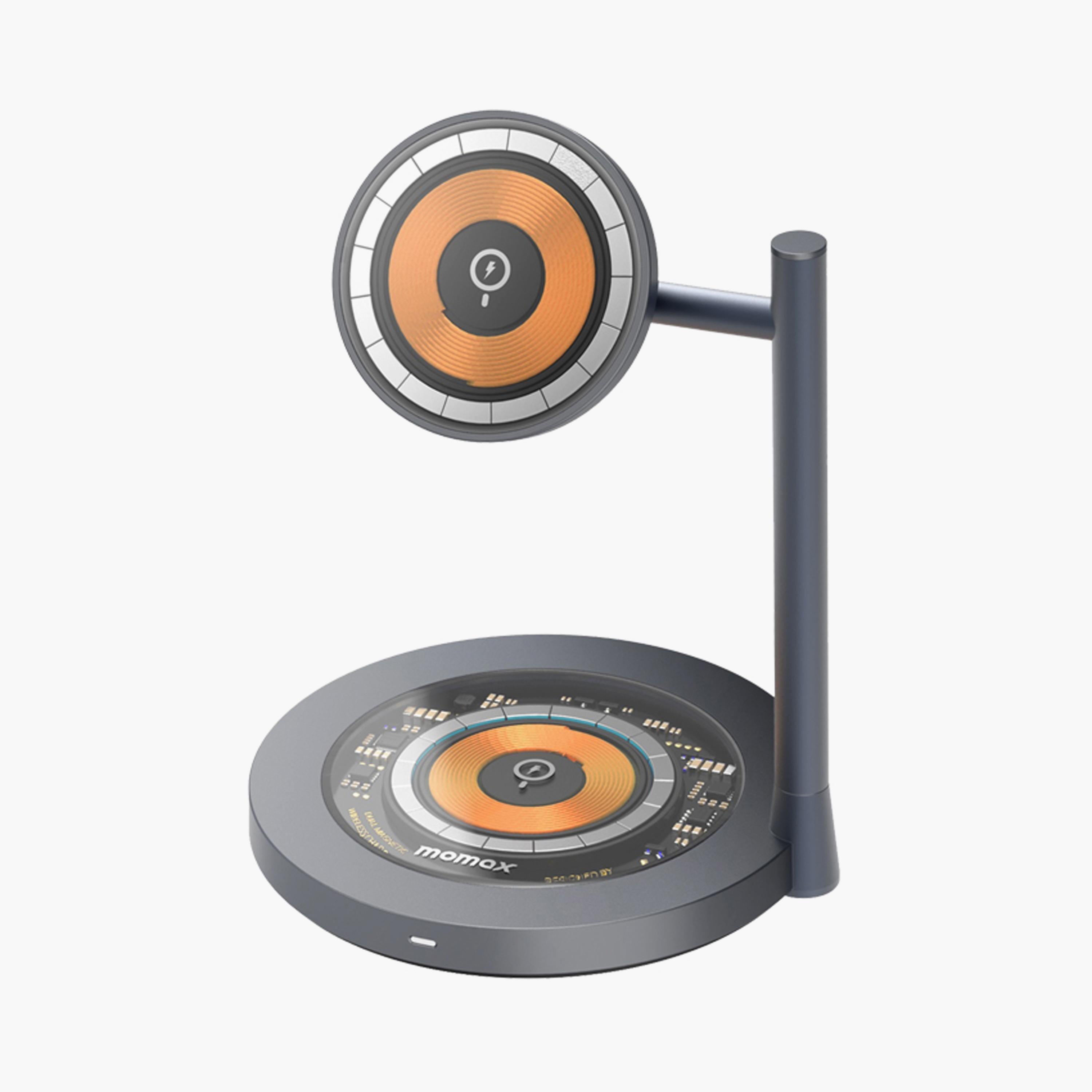 Momax Dual Magnetic Wireless Charging Stand (15W Max) Aluminium Stand - Grey | UD23E-electronics-accessories-mobileaccesories-image-1