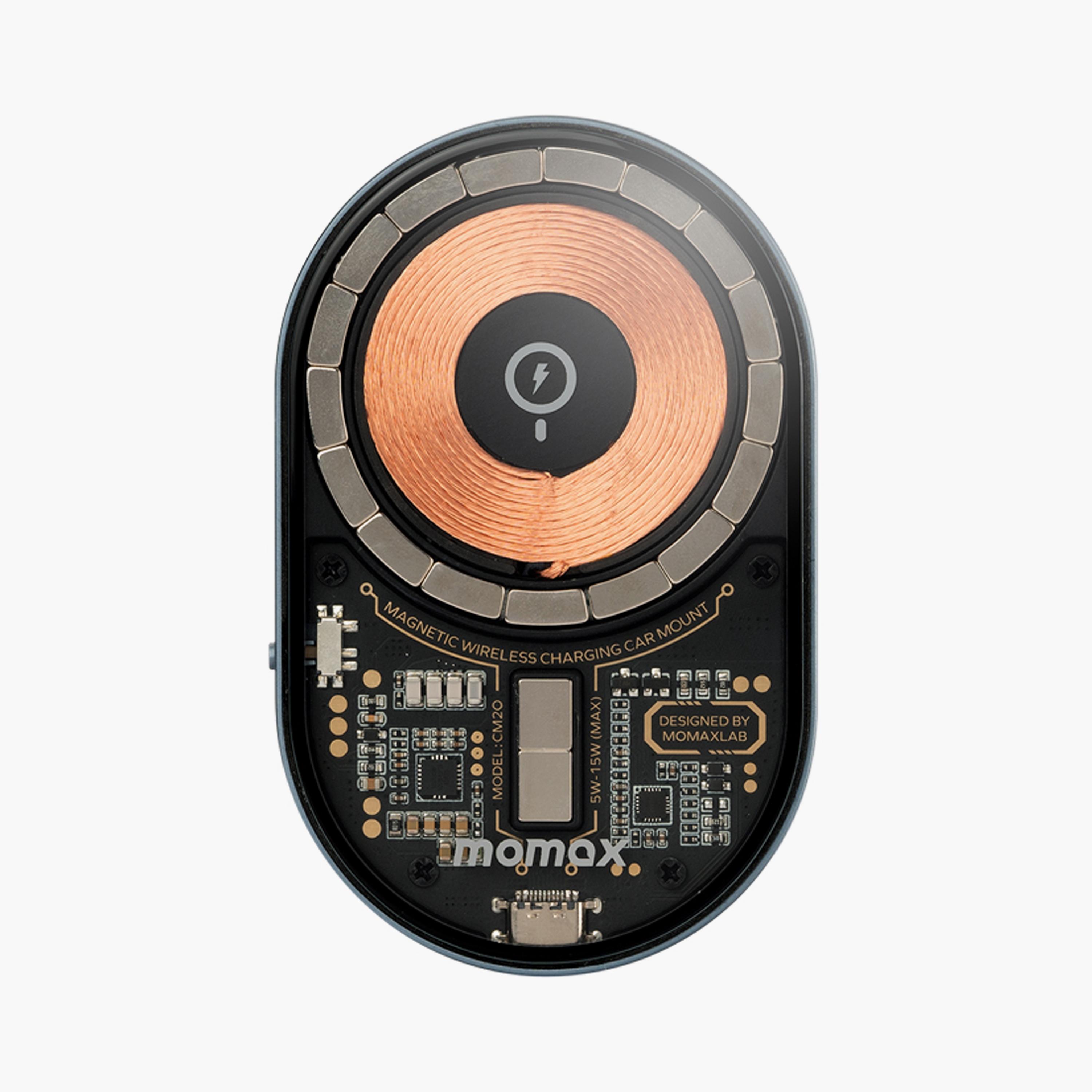 Momax Q.MAG Mount 3 Magnetic Wireless Car Charger, 15W Fast Charging - Grey | CM20E-electronics-accessories-mobileaccesories-image-1