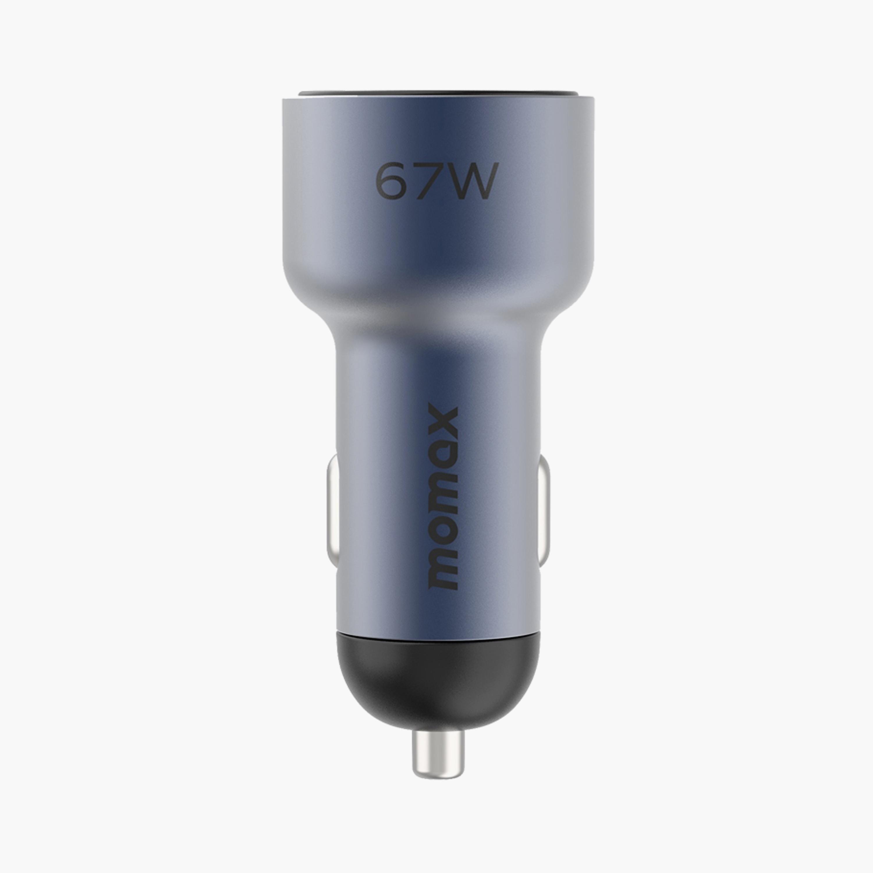 Momax Move Car Charger 67W Dual-Port USB-A and USB-C port supports QC3.0 and PD 65W - Grey | UC16E-electronics-accessories-mobileaccesories-image-1
