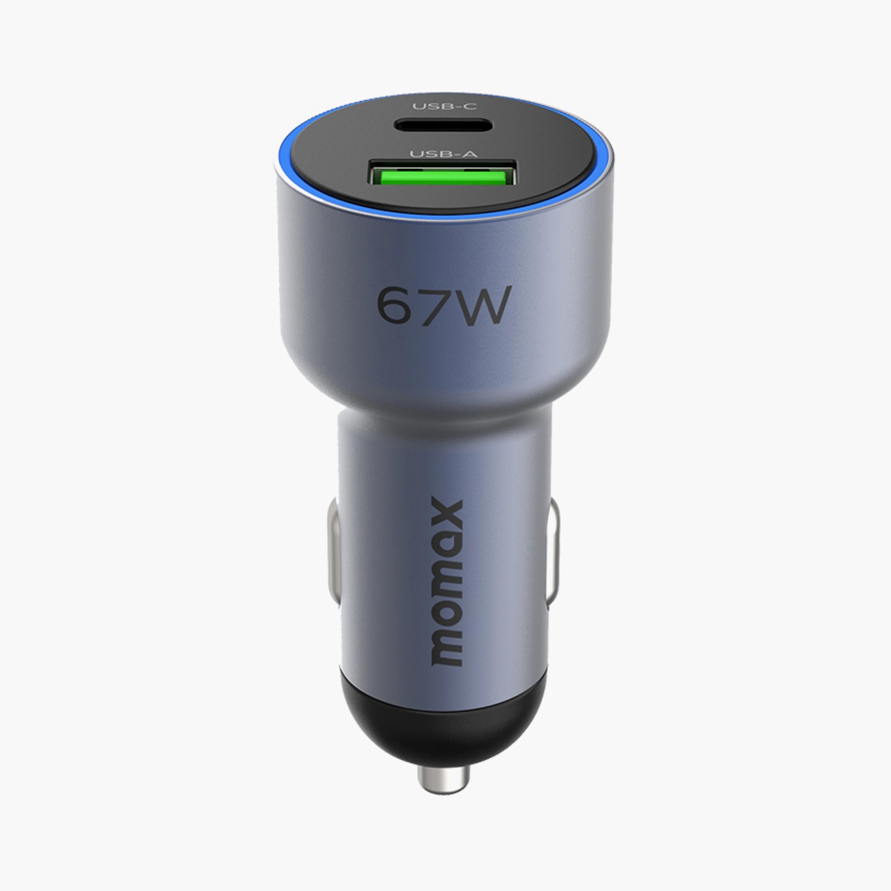 Momax Move Car Charger 67W Dual-Port USB-A and USB-C port supports QC3.0 and PD 65W - Grey | UC16E-electronics-accessories-mobileaccesories-image-3