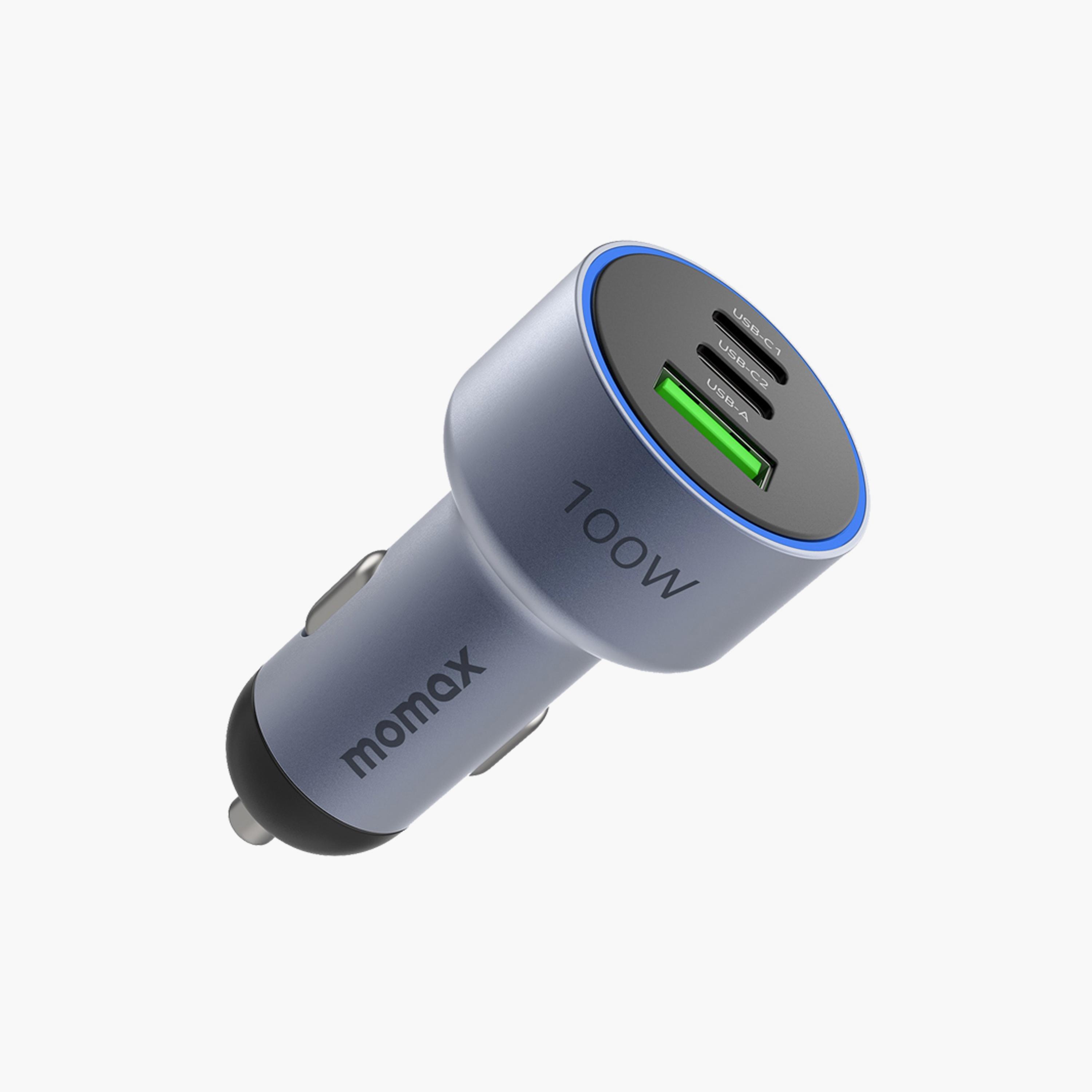 Momax Move Car Charger 100W, 2 USB-C & 1 USB-A, QC3.0 & PD Support - Grey | UC17E-electronics-accessories-mobileaccesories-image-1