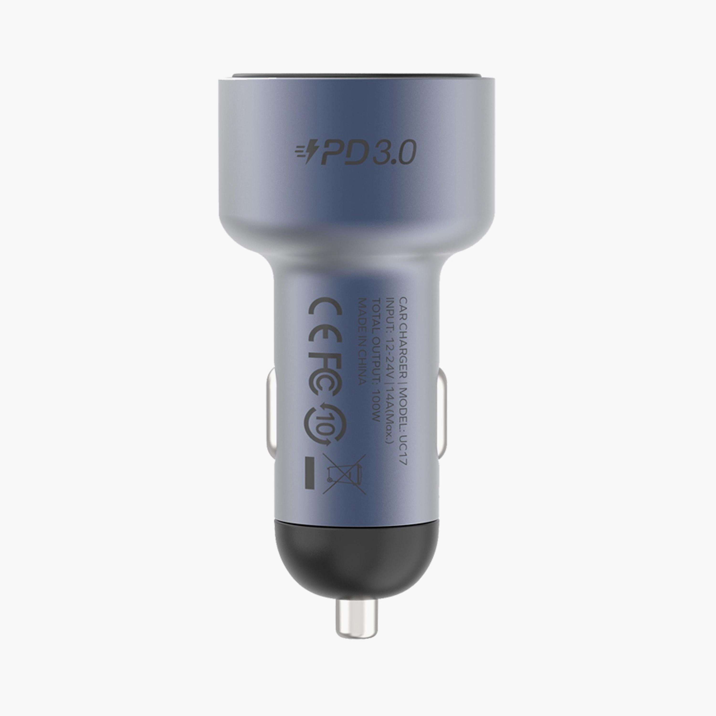 Momax Move Car Charger 100W, 2 USB-C & 1 USB-A, QC3.0 & PD Support - Grey | UC17E-electronics-accessories-mobileaccesories-image-3