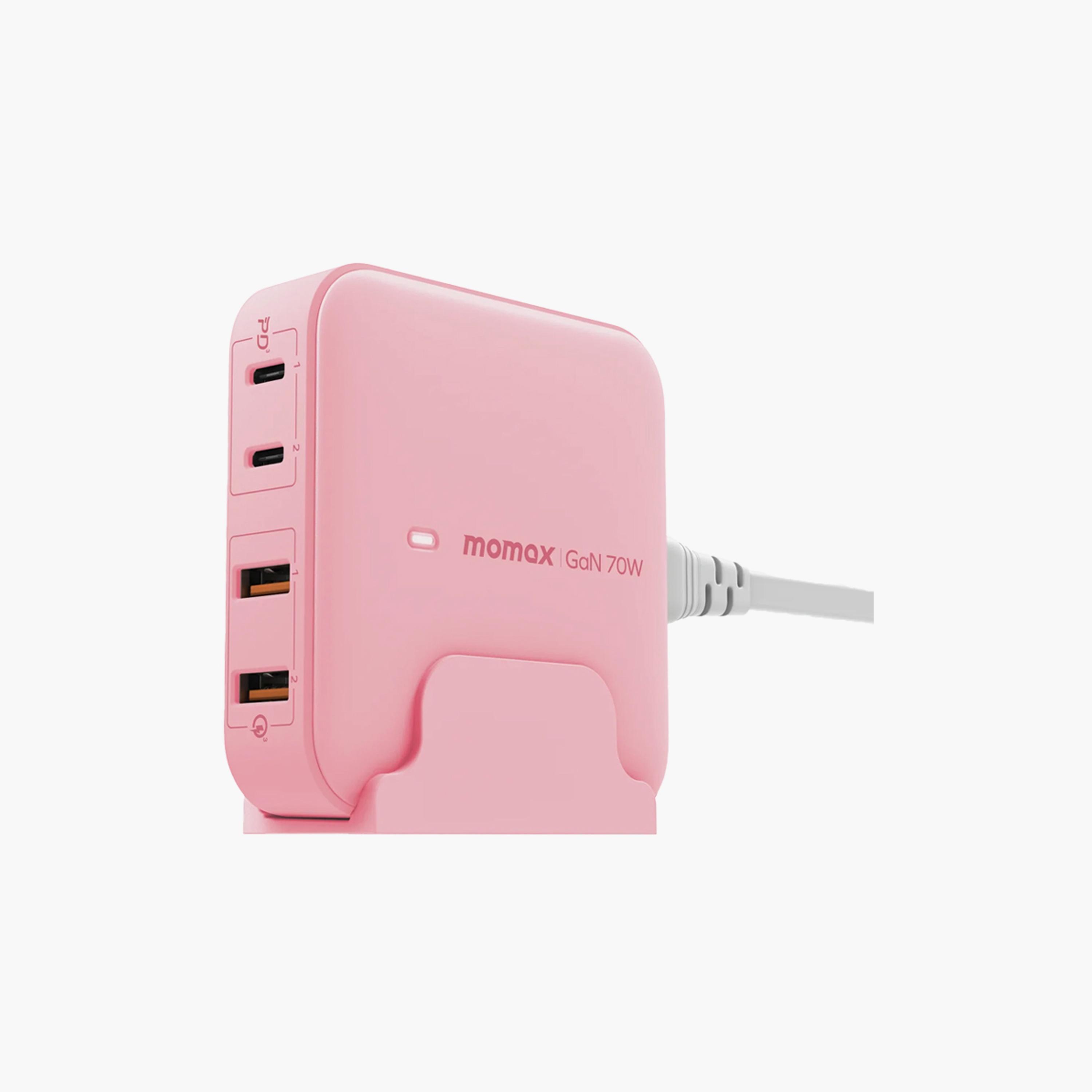 Momax One plug Desktop Charger with Gan 4-Port 70W - Pink | UM50UKP-electronics-accessories-mobileaccesories-image-1