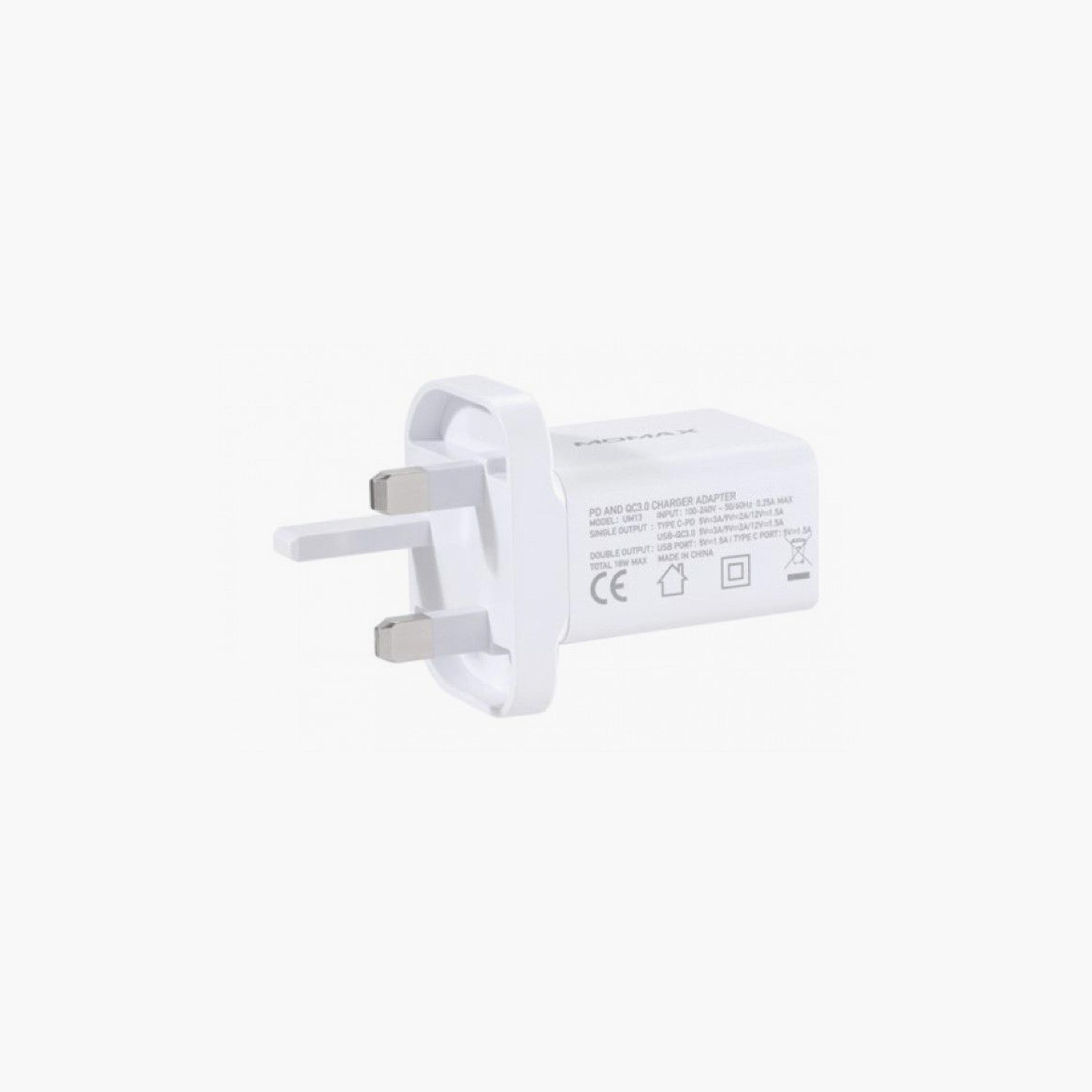 Momax Wall Charger One Plug 2-Ports PD And QC 3.0 USB Fast Charger 20W - White | UM13UKW-electronics-accessories-mobileaccesories-image-2