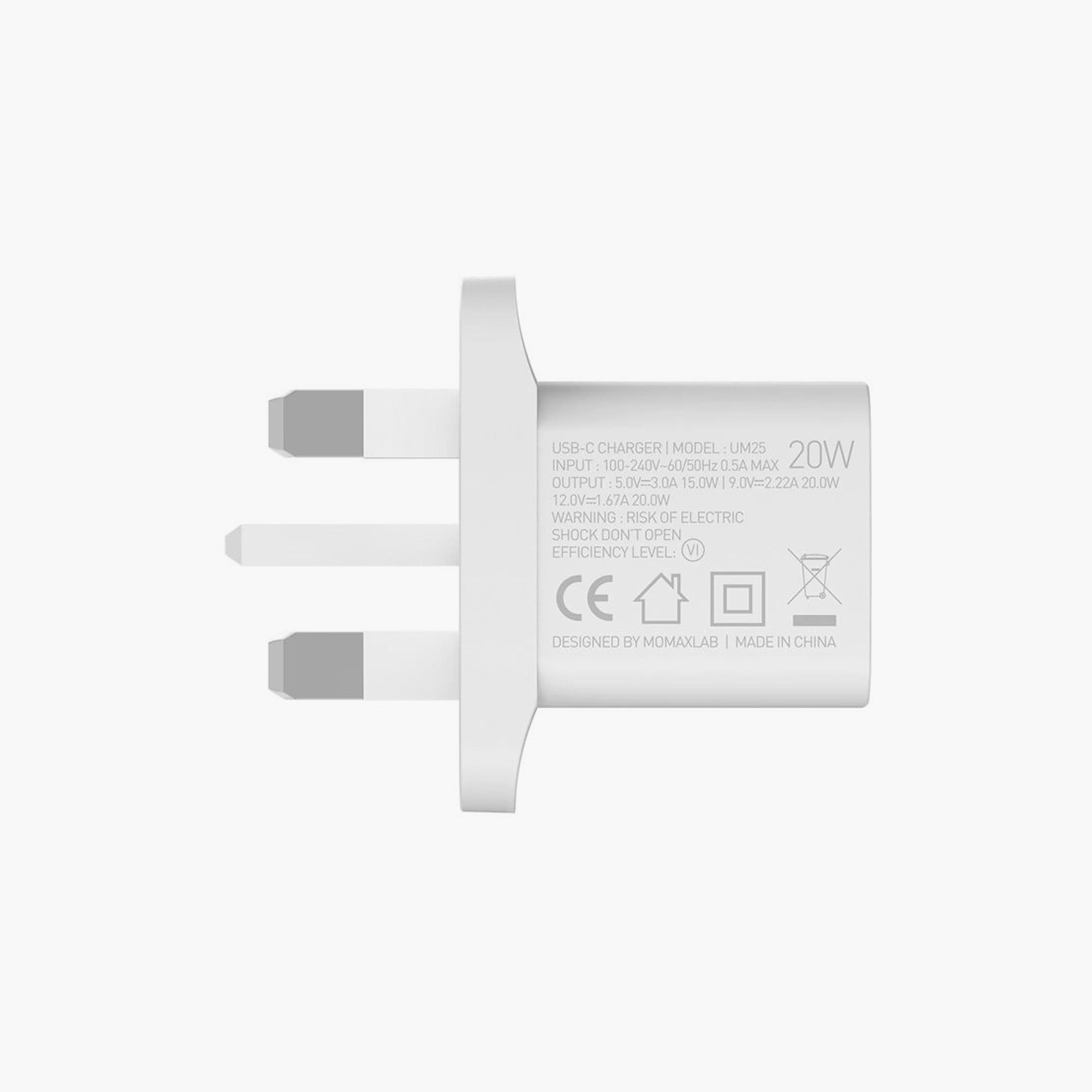 Momax One Plug 20W Mini PD Fast Charger UM25 - White | UM25UKW-electronics-accessories-mobileaccesories-image-4