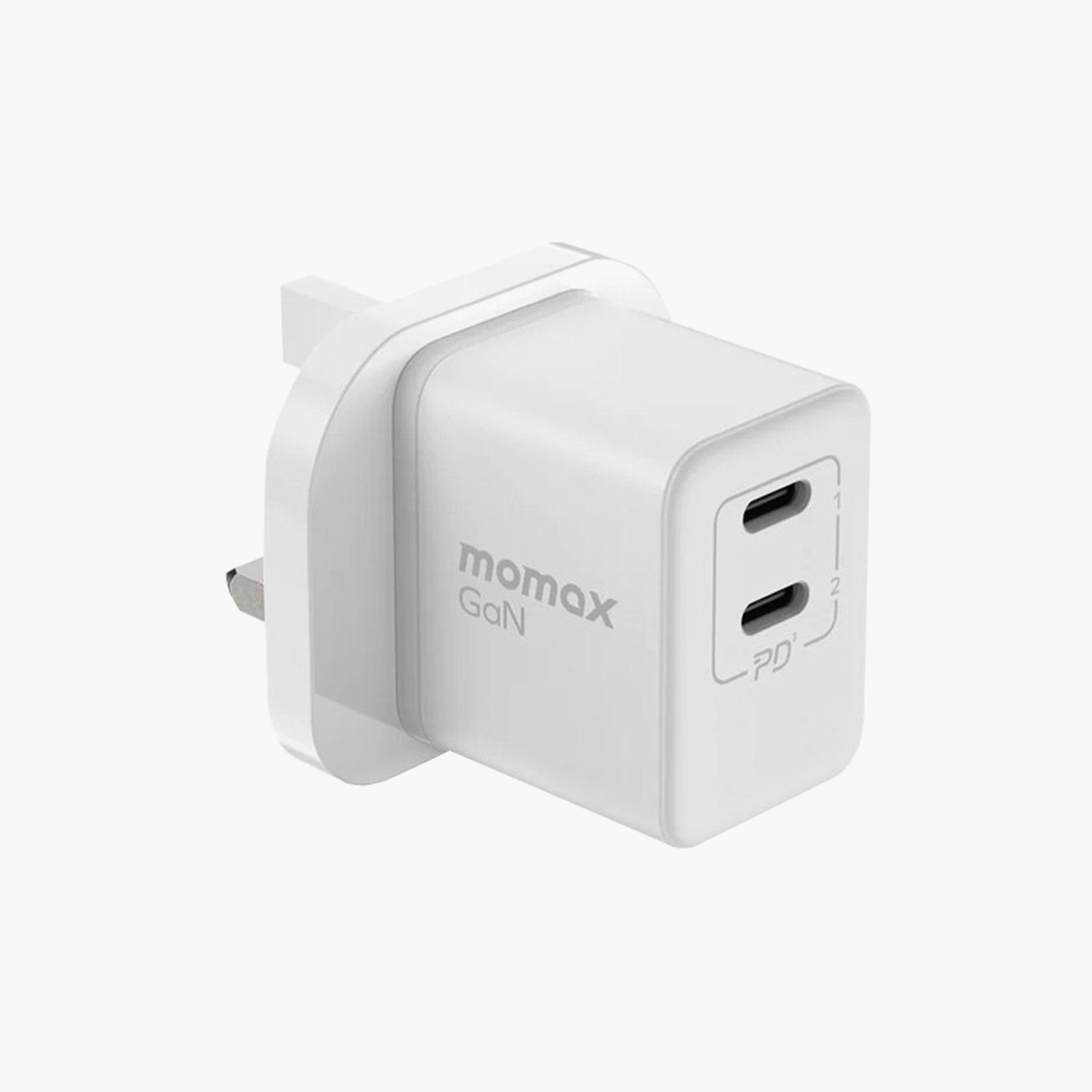 Momax One Plug Gan 35W 2-Port Mini Fast Charger 2 USB-C port - White | UM32UKW-electronics-accessories-mobileaccesories-image-1