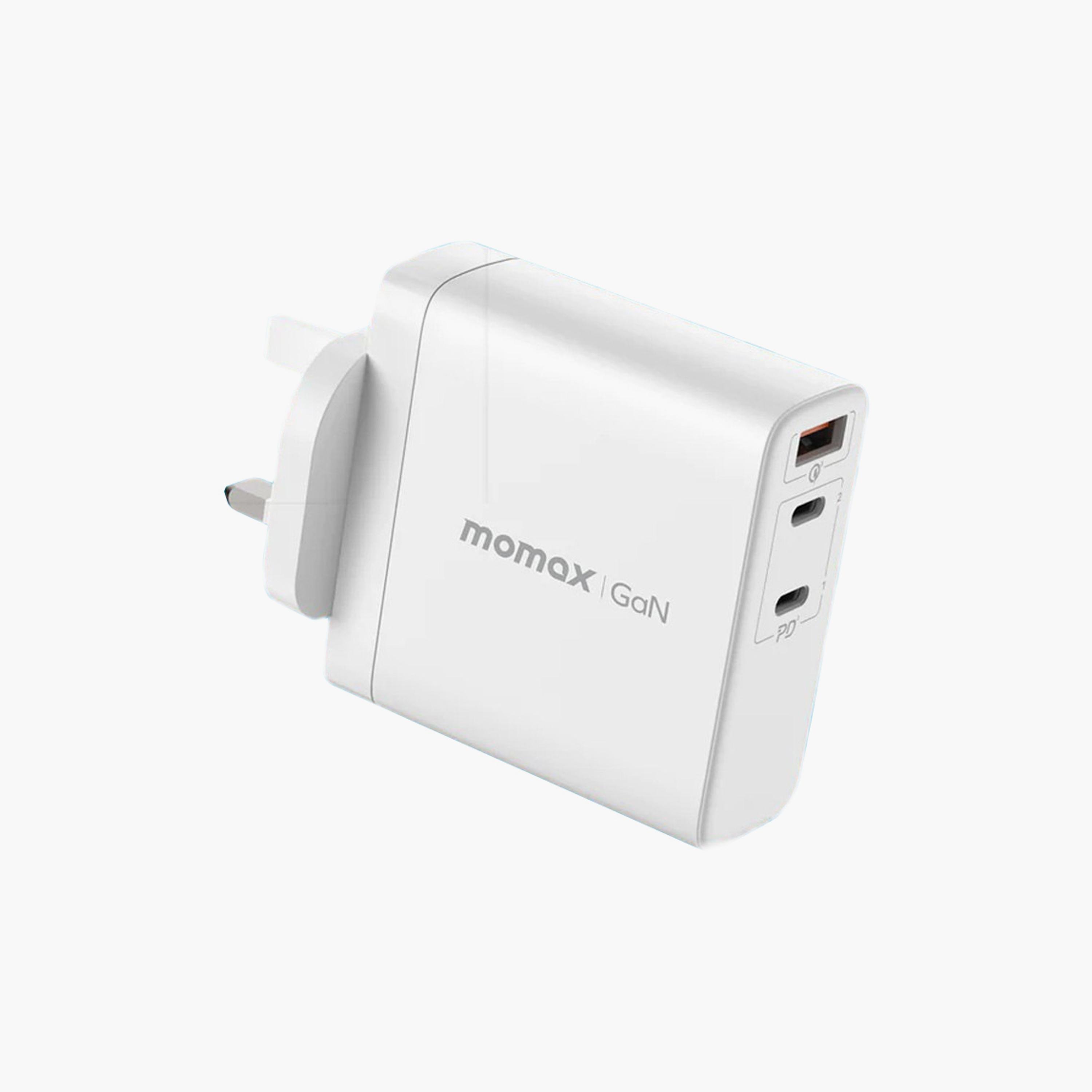 Momax One Plug Gan 140W 3-Port Fast Charger 2 USB-C and USB-A port - White | UM27UKW-electronics-accessories-mobileaccesories-image-1