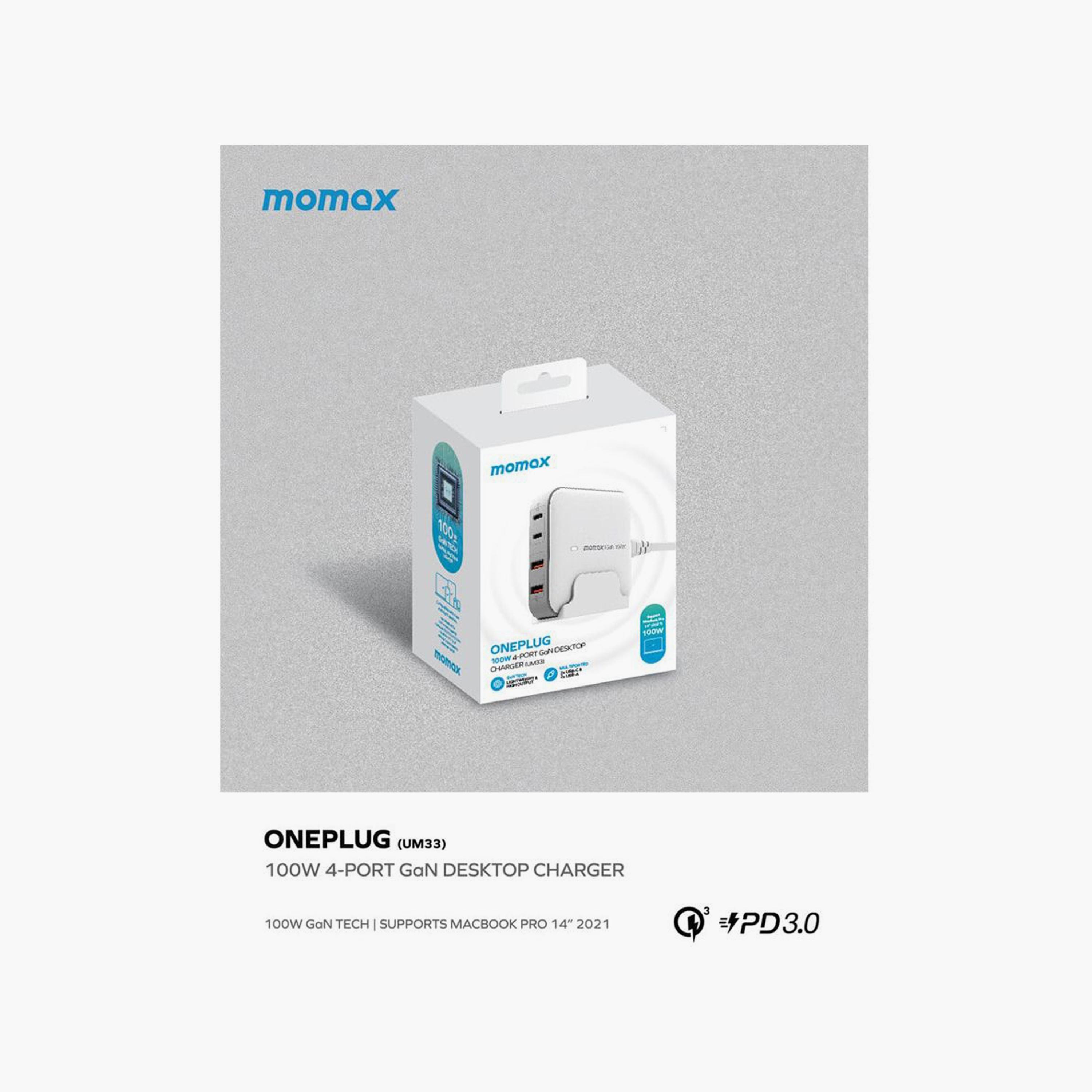 Momax One Plug Gan 100W 4-Port Desktop Charger 2 USB-C and 2 USB-A port - White | UM33UKW-electronics-accessories-mobileaccesories-image-6