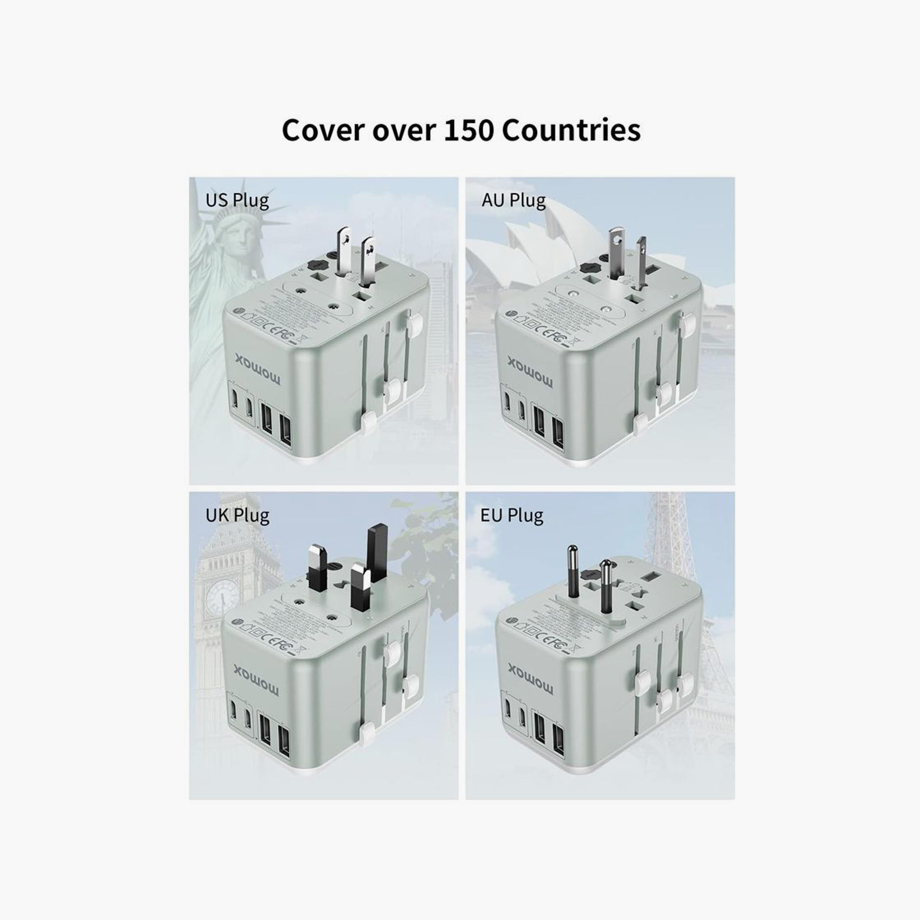 Momax Travel Socket 1-World Power Adapter Charger Gan PD 5 Ports 65W - White | UA8W-electronics-accessories-mobileaccesories-image-2