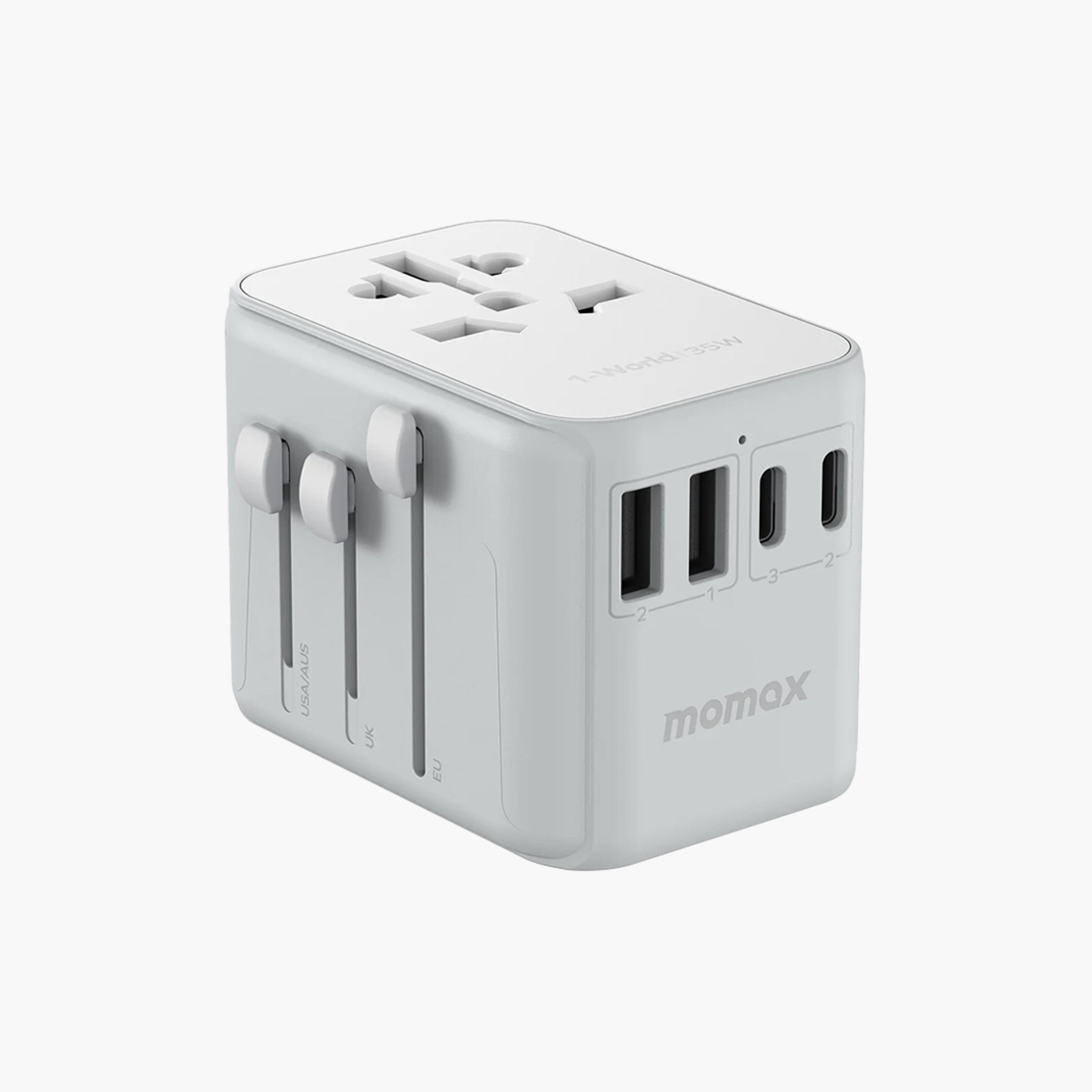 Momax Travel Socket 1-World Power Adapter Charger PD 5 Ports 35W - White | UA9W-electronics-accessories-mobileaccesories-image-1