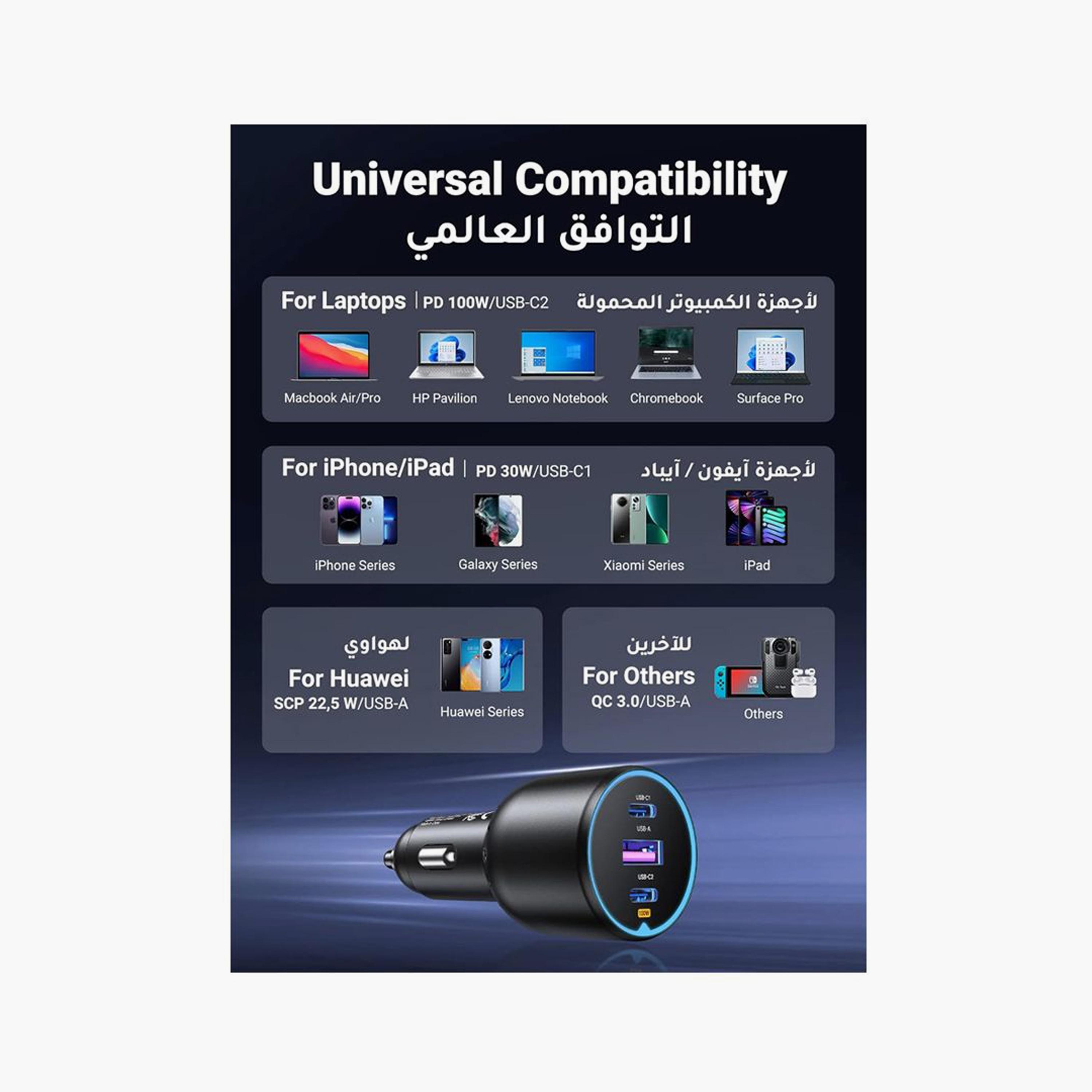 UGREEN Car Charger 2 USB-C Port and USB Port 130W - Black | 90413-electronics-accessories-mobileaccesories-image-6