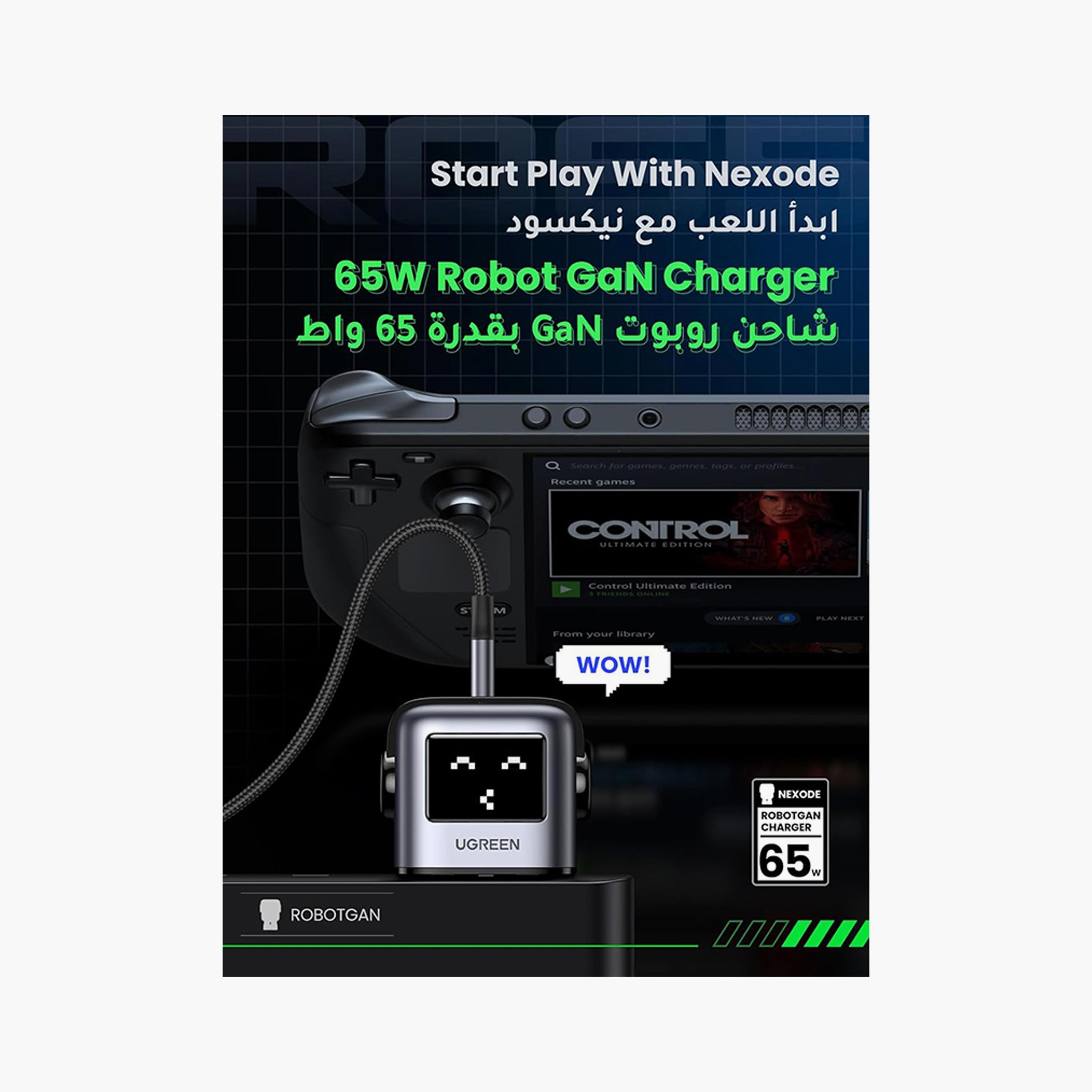 UGREEN Nexode Gan Robot Wall Charge 2 USB-C Port and USB Port 65W - Black | 25686-electronics-accessories-mobileaccesories-image-3