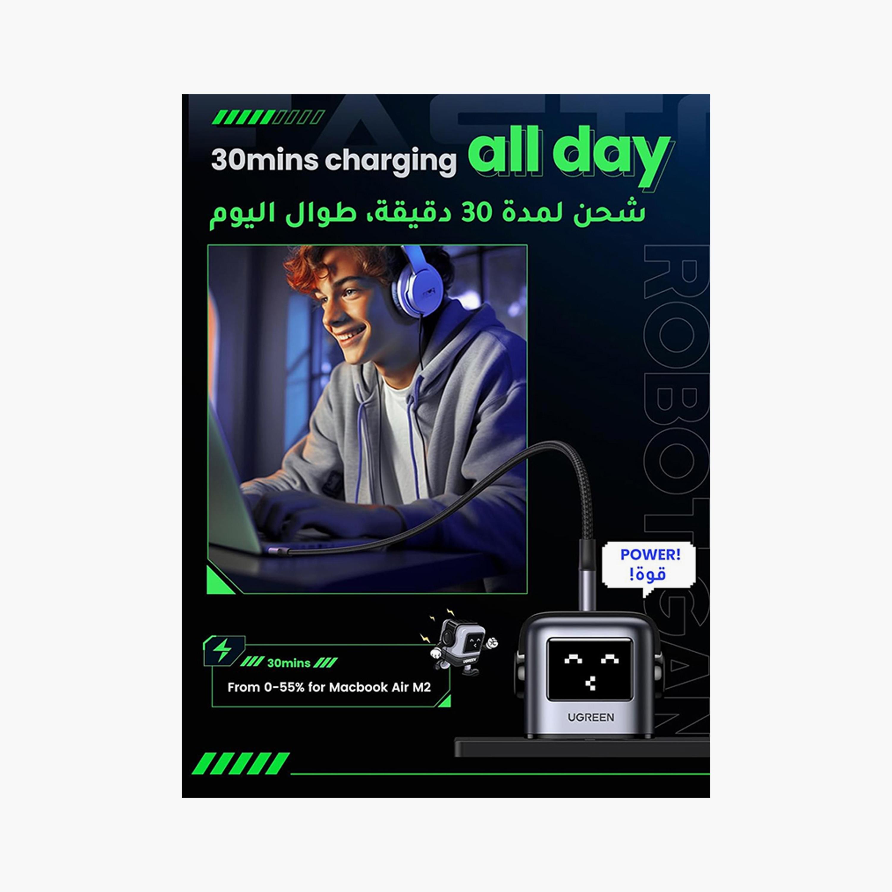 UGREEN Nexode Gan Robot Wall Charge 2 USB-C Port and USB Port 65W - Black | 25686-electronics-accessories-mobileaccesories-image-4