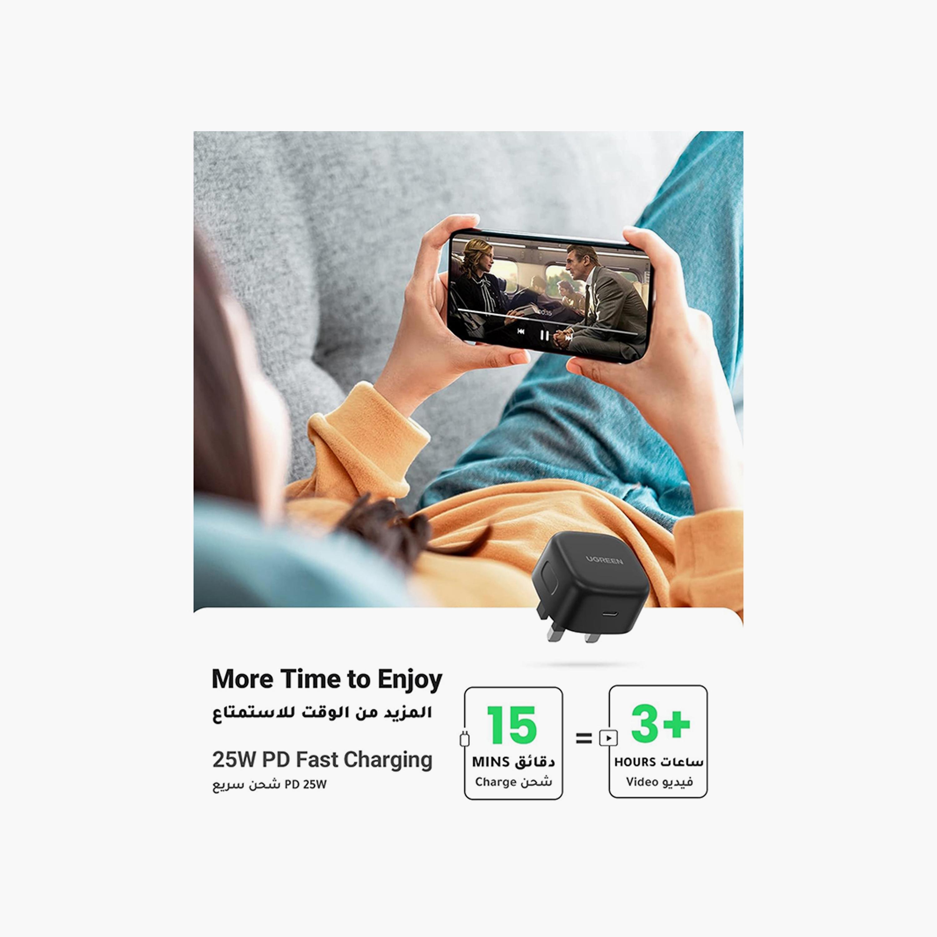 UGREEN Wall Fast Charger PD USB-C Port and USB-C Cable 25W - Black | 50577-electronics-accessories-mobileaccesories-image-3