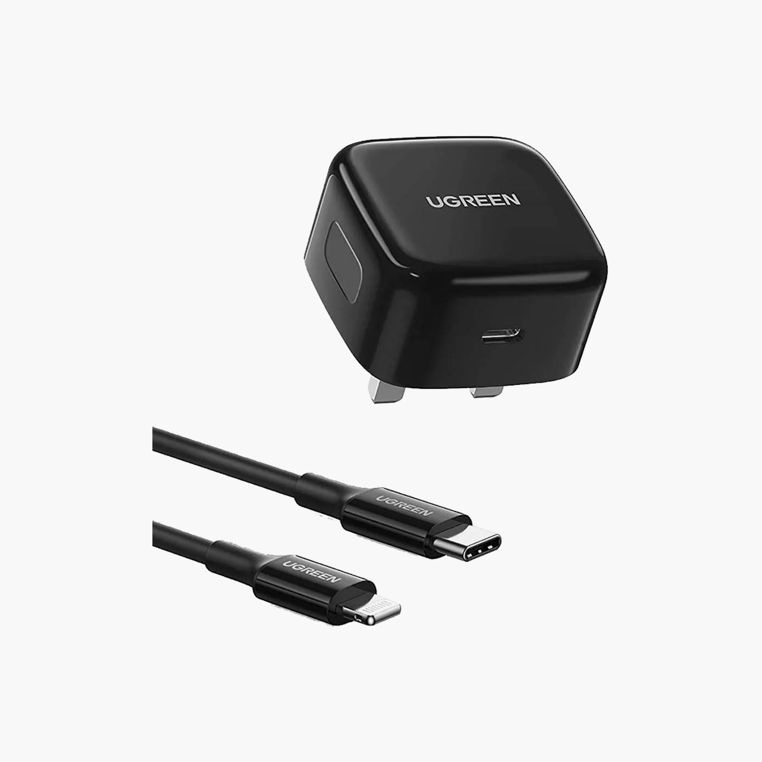 UGREEN Wall Charger USB-C Port PD with Lightning Cable 20W - Black | 60624-electronics-accessories-mobileaccesories-image-1
