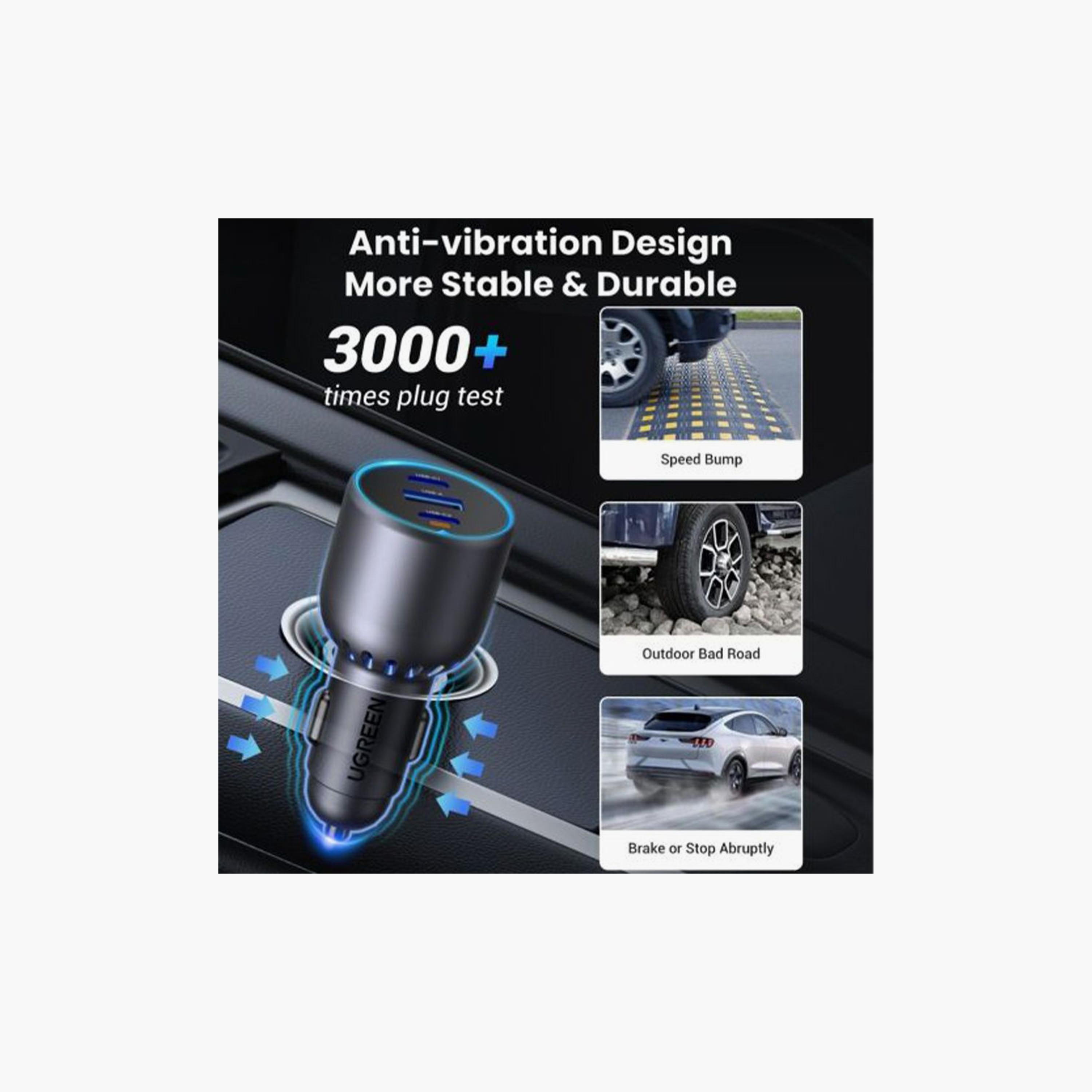 UGREEN Car Charger Fast Charge 2 USB-C and USB Ports 75W - Grey | 35024-electronics-accessories-mobileaccesories-image-3