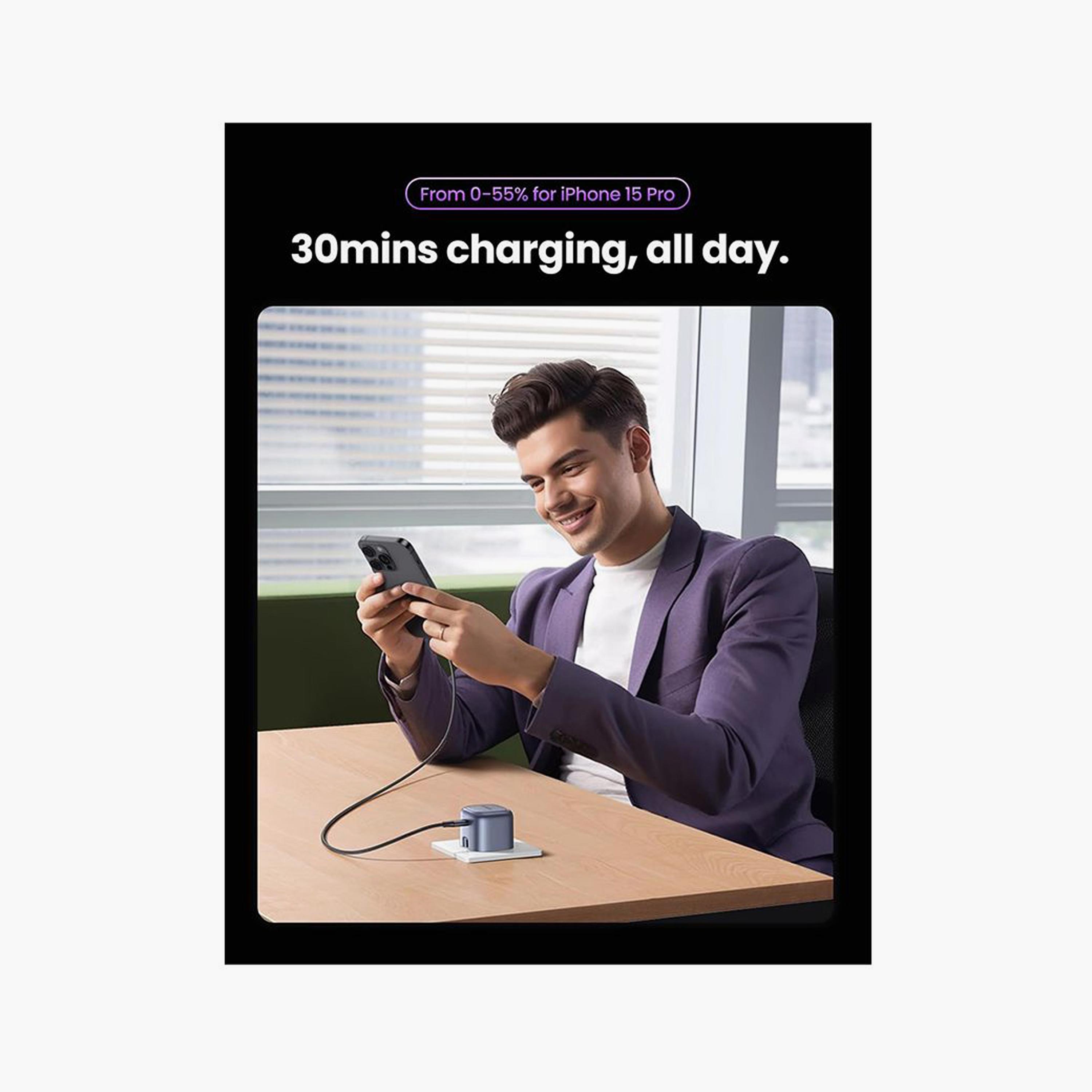 UGREEN Wall Charger Nexode Gan Fast USB-C Port PD 30W - Space Grey | 25114-electronics-accessories-mobileaccesories-image-3