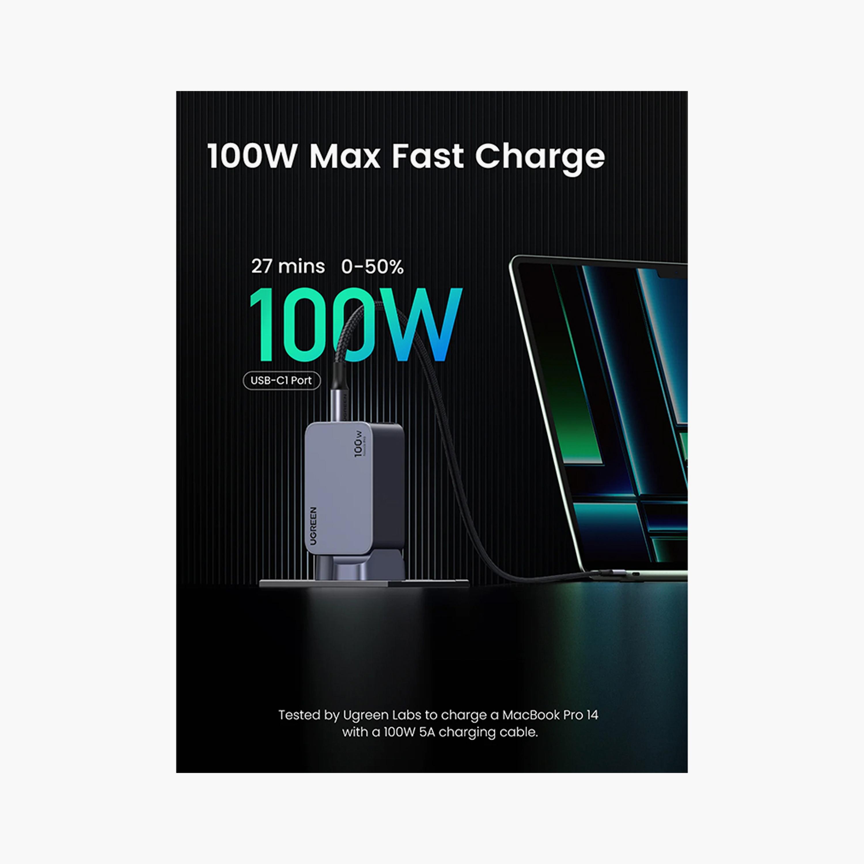UGREEN Nexode Pro Wall Charger 2 USB-C Ports and USB Port 100W - Grey | 25875-electronics-accessories-mobileaccesories-image-2