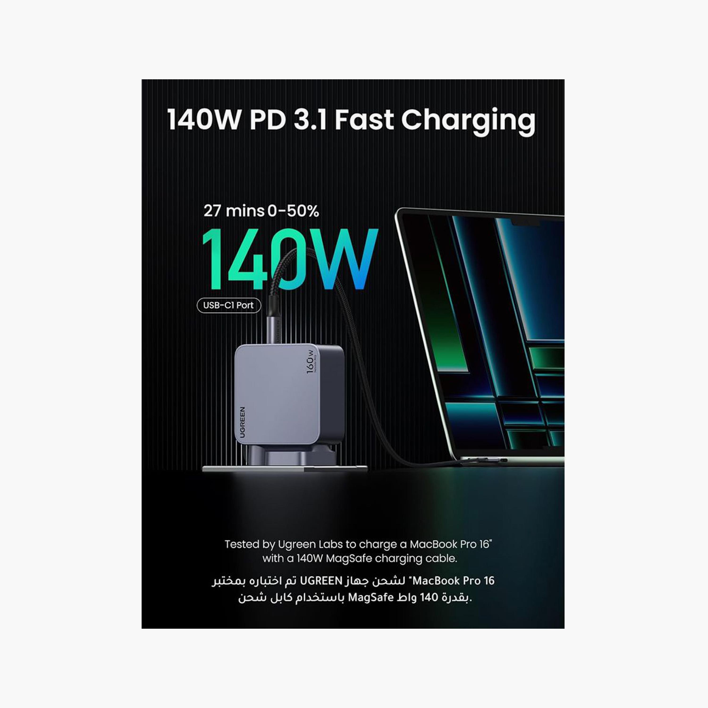 UGREEN Wall Charger Nexode Pro Gan 3 USB-C Ports and USB Port 160W - Grey | 25878-electronics-accessories-mobileaccesories-image-2