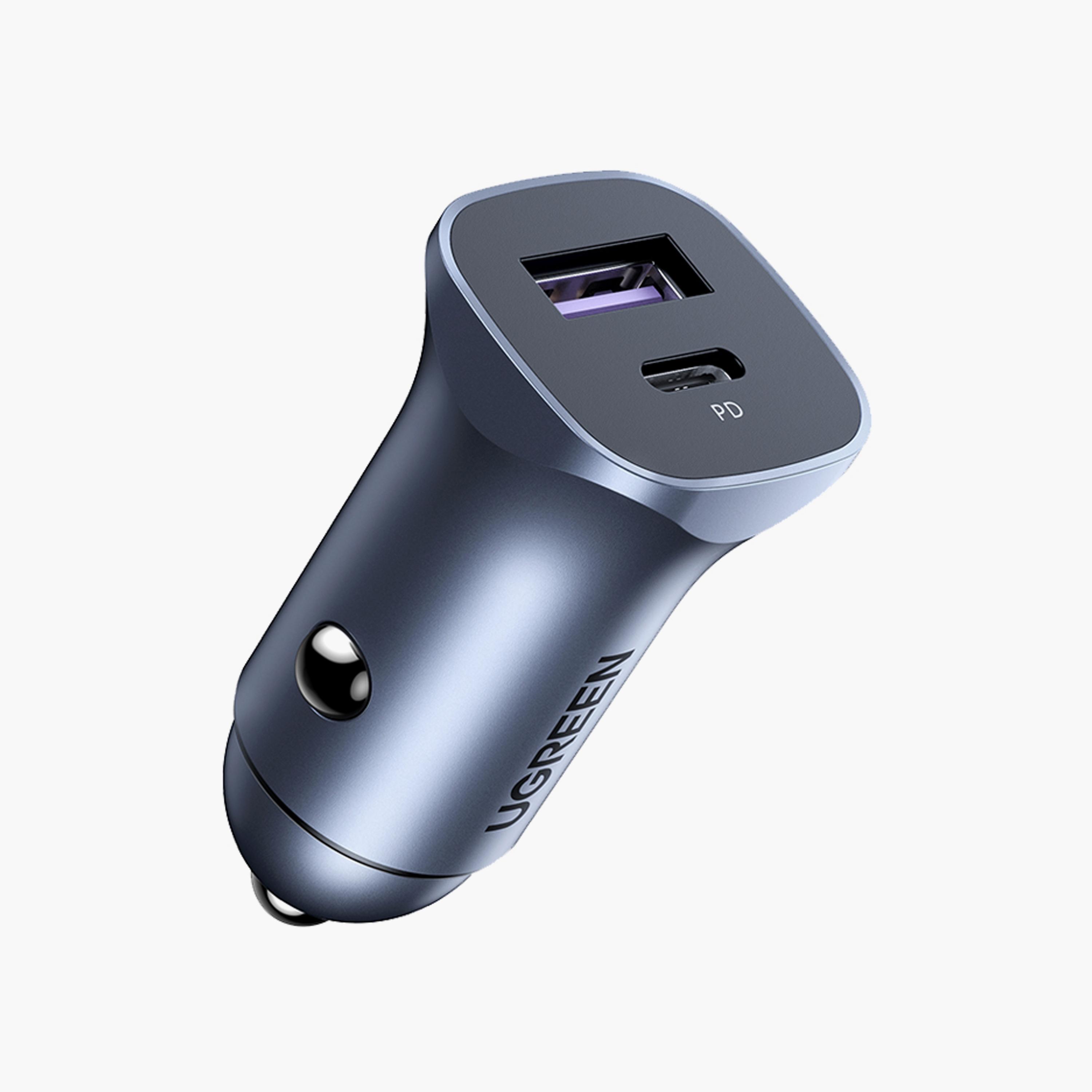UGREEN Car Charger Two Ports USB Port and PD Port 30W - Grey | 40858-electronics-accessories-mobileaccesories-image-1