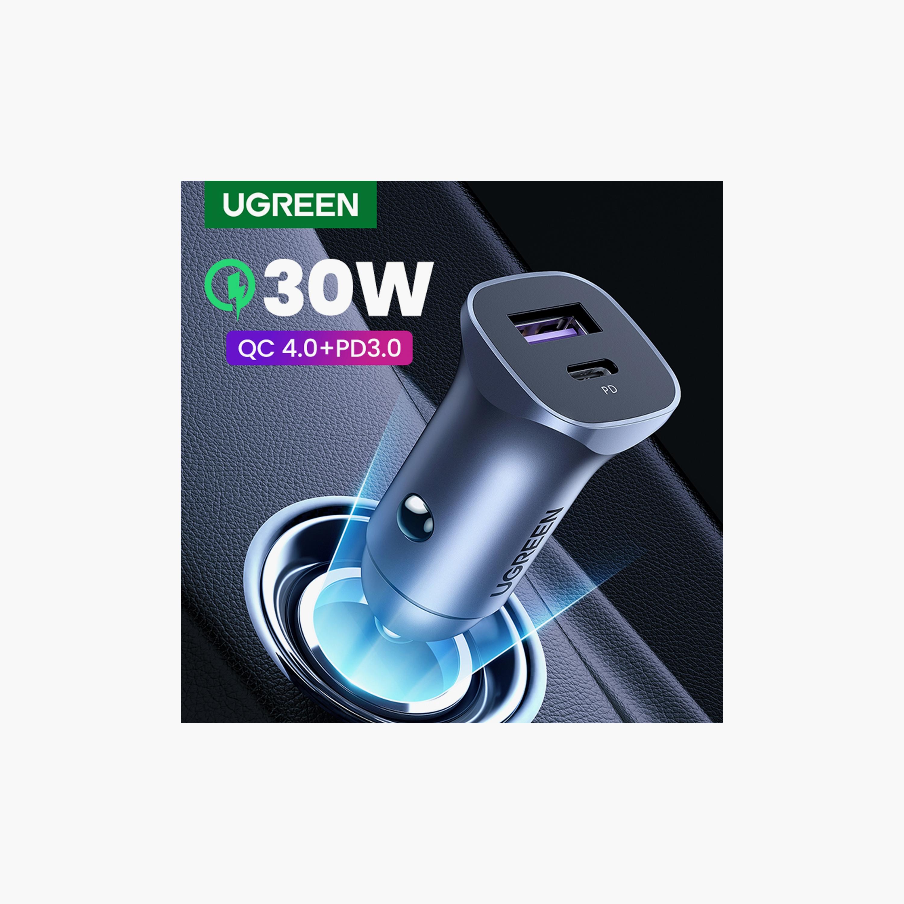 UGREEN Car Charger Two Ports USB Port and PD Port 30W - Grey | 40858-electronics-accessories-mobileaccesories-image-2
