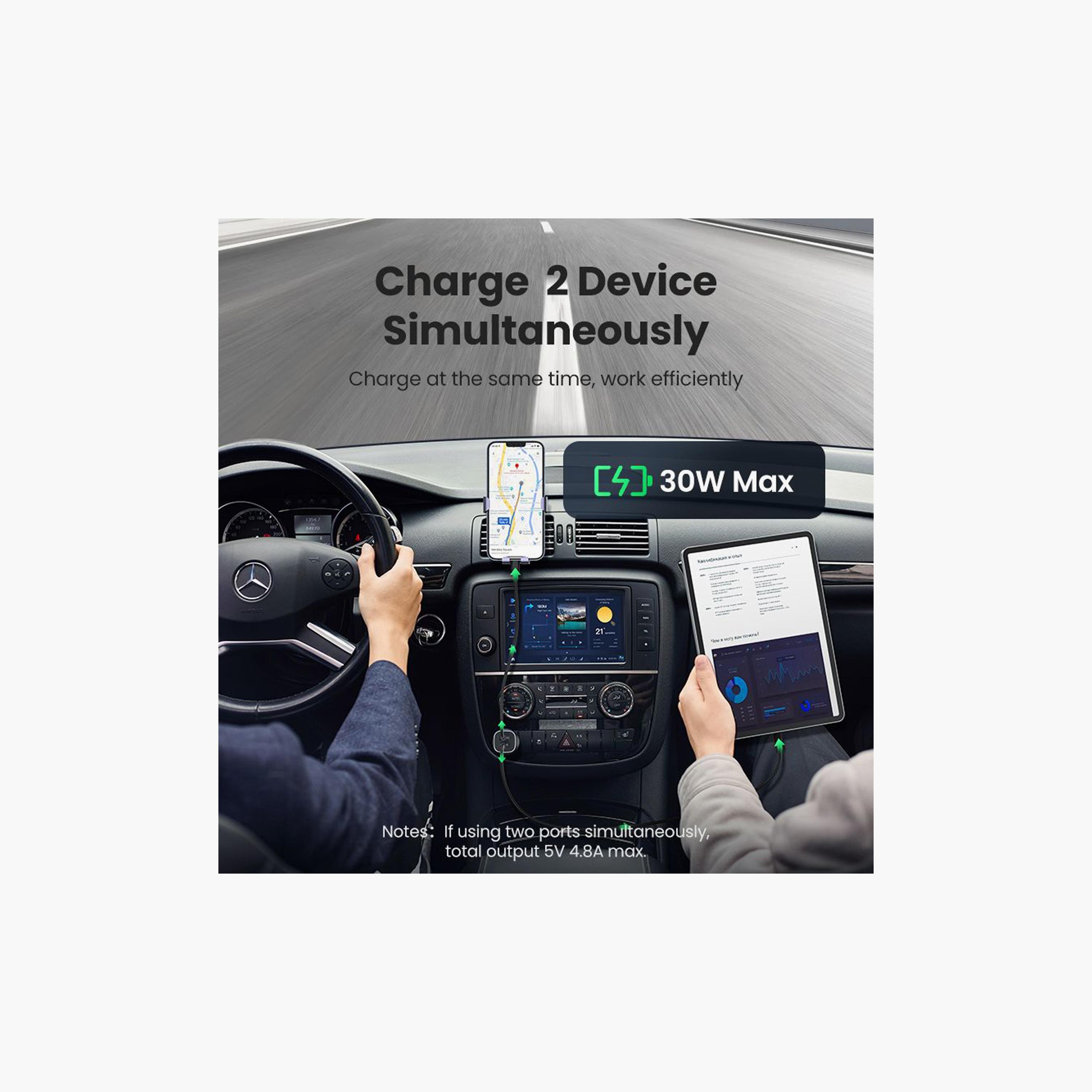 UGREEN Car Charger Two Ports USB Port and PD Port 30W - Grey | 40858-electronics-accessories-mobileaccesories-image-5