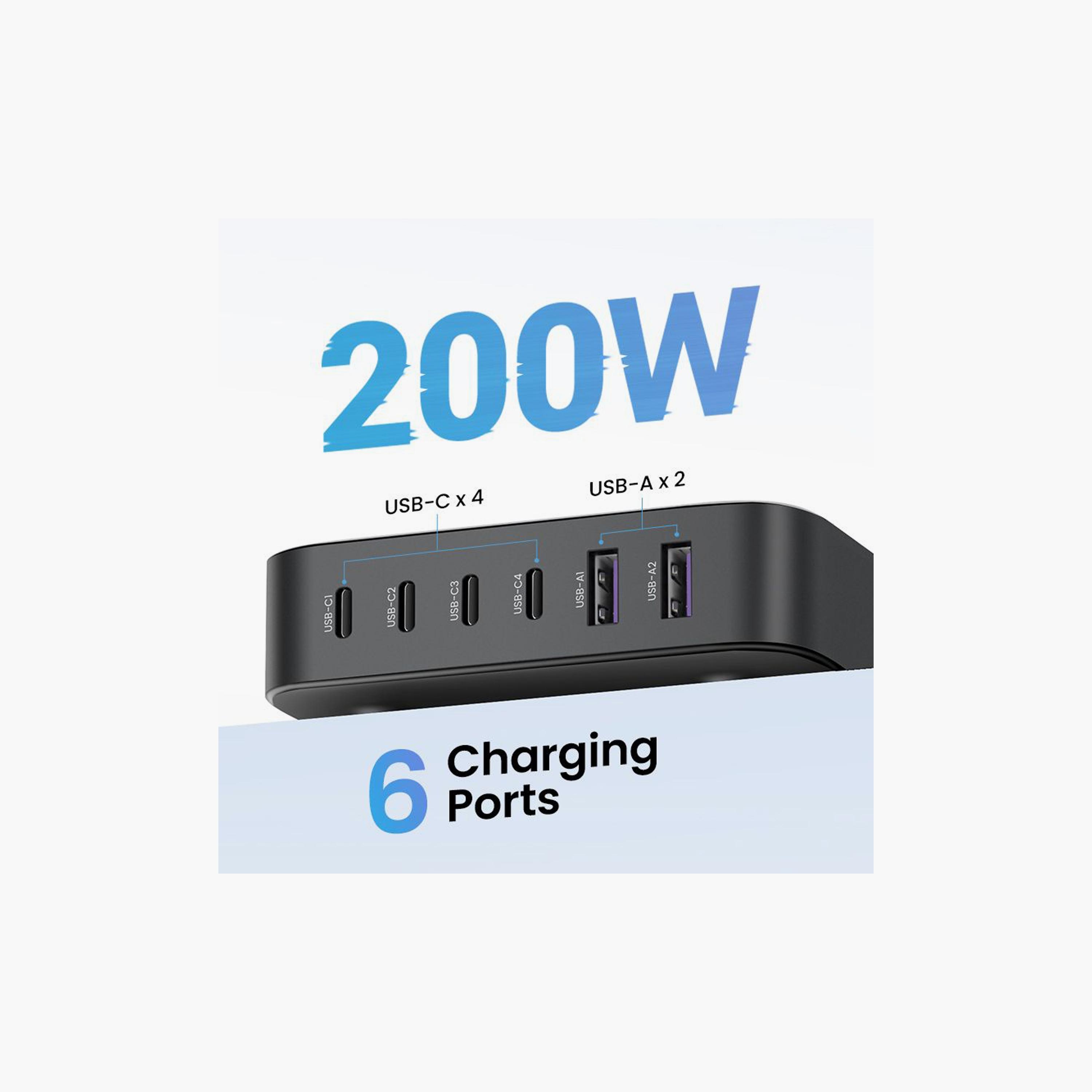 UGREEN Gan 200W Desktop Charger 6-Port - Space Grey | 40915ZD-electronics-accessories-mobileaccesories-image-3