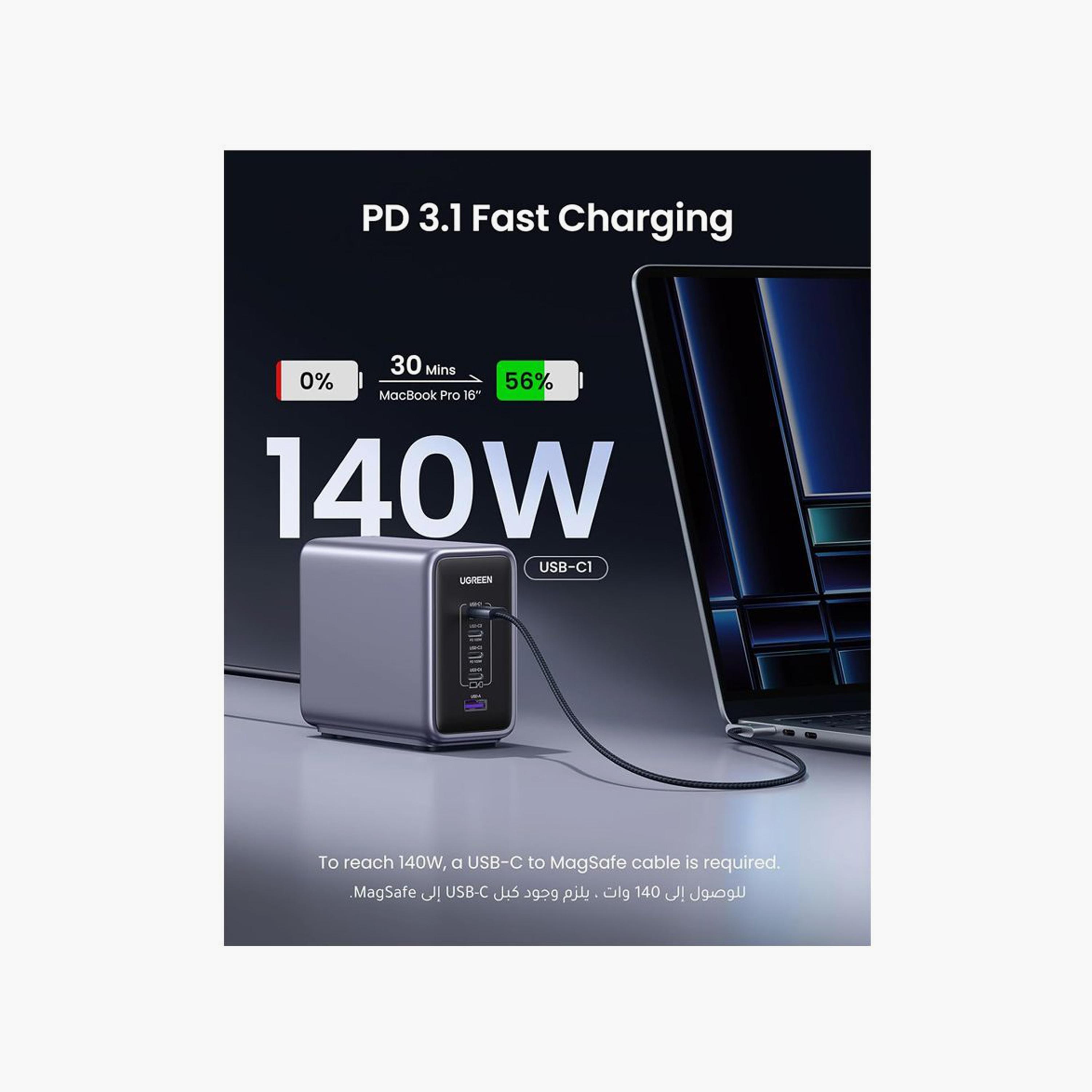 UGREEN Desktop Fast Charger Nexode Gan 4 USB-C Ports and USB Port 300W - Grey | 90904B-electronics-accessories-mobileaccesories-image-3