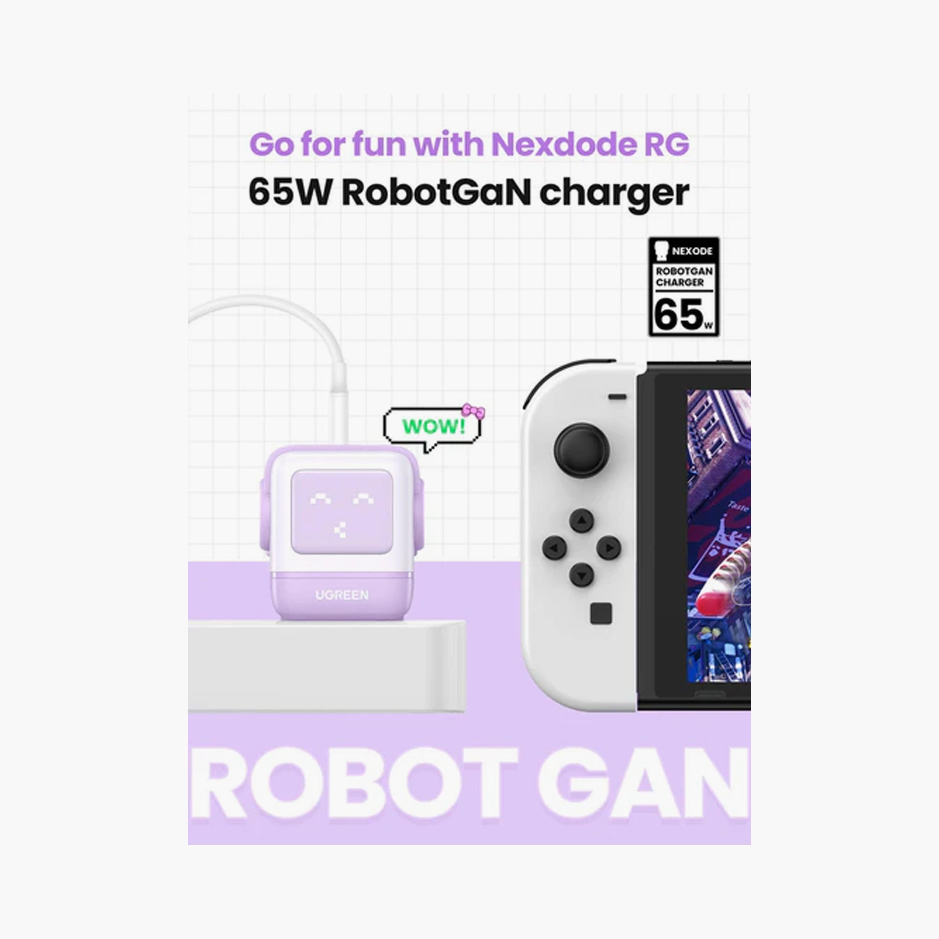 UGREEN Nexode Gan Robot Wall Charge 2 USB-C Port and USB Port 65W - Purple | 35292-electronics-accessories-mobileaccesories-image-2