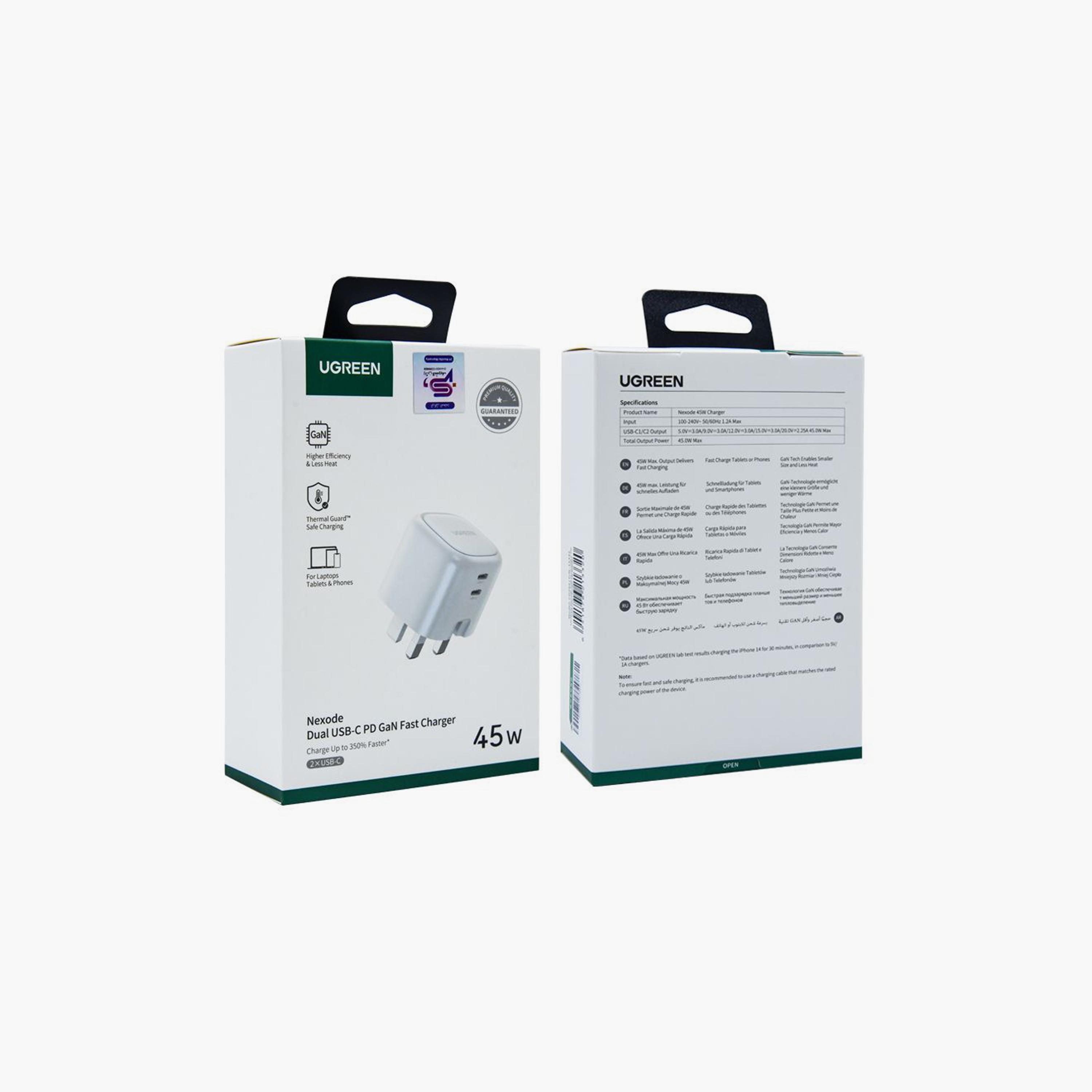 UGREEN Wall Charger Nexode Gan 2 USB-C Ports 45W - White | 15332-electronics-accessories-mobileaccesories-image-2