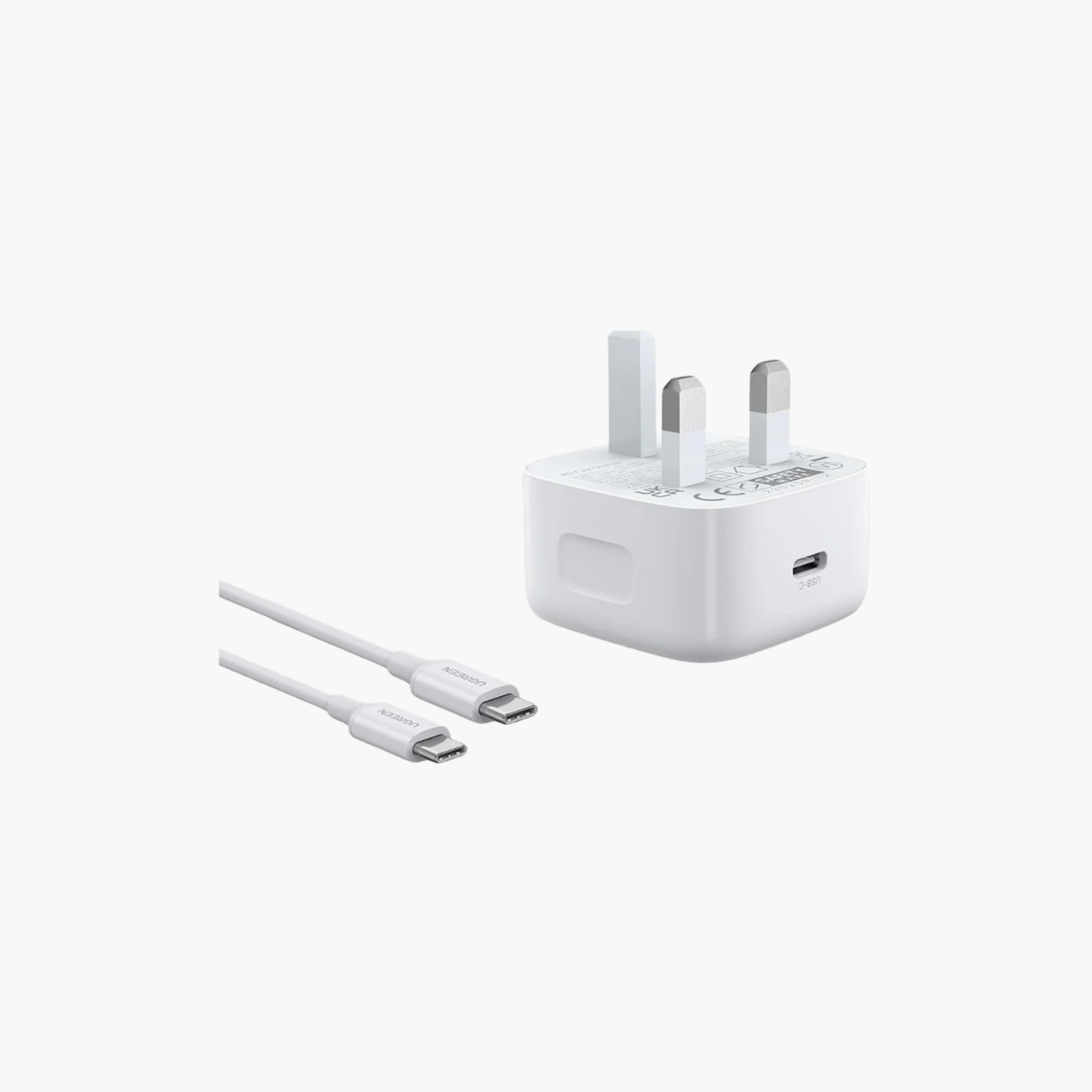 UGREEN Wall Charger Set USB-C Port 20W with USB-C To USB-C Cable - White | 45438-electronics-accessories-mobileaccesories-image-1