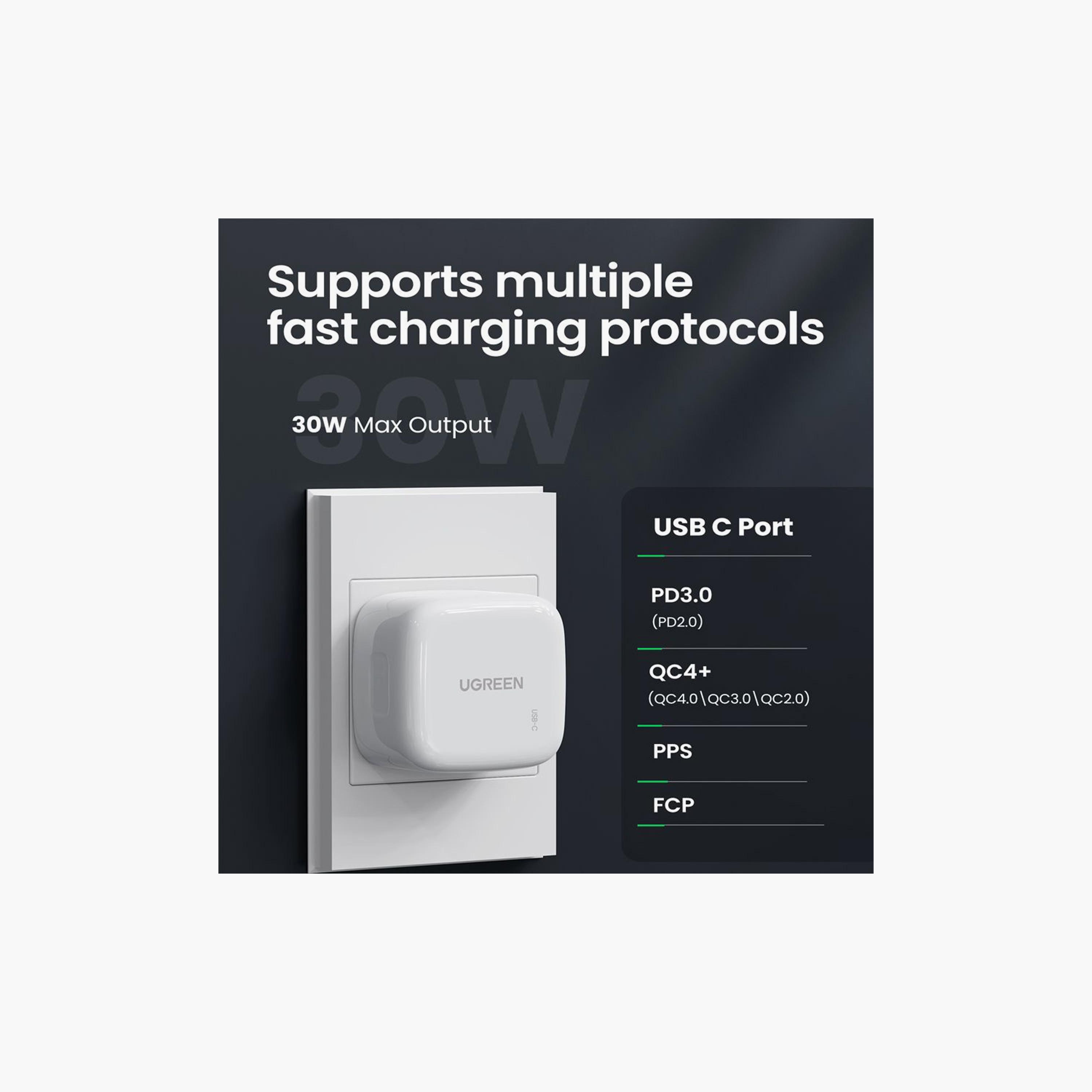 UGREEN Wall Charger PD Port Fast Charger 30W - White | 70197-electronics-accessories-mobileaccesories-image-4