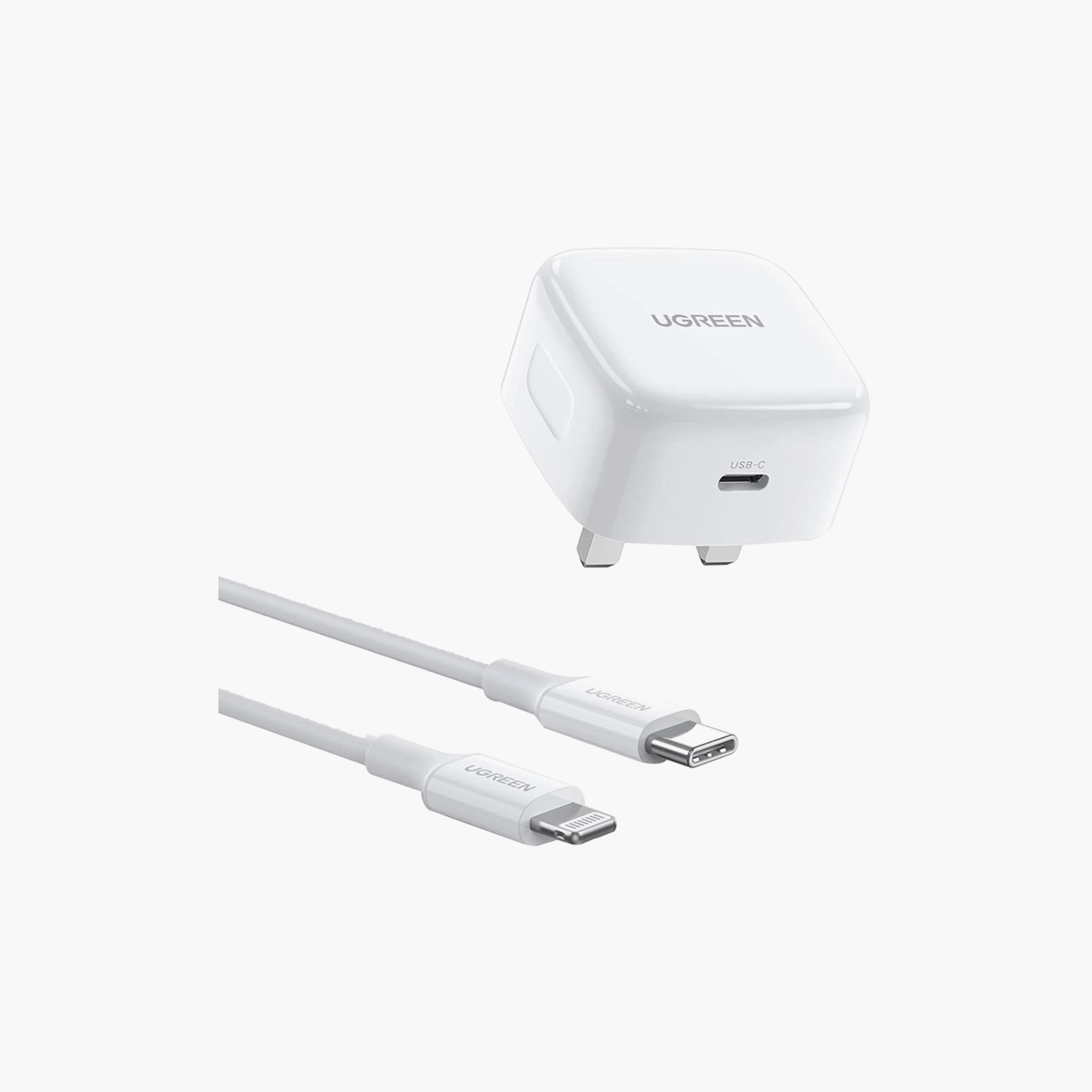 UGREEN Wall Charger USB-C Port 20W with Cable USB-C to Lightning Cable 1m - White | 70297-electronics-accessories-mobileaccesories-image-1