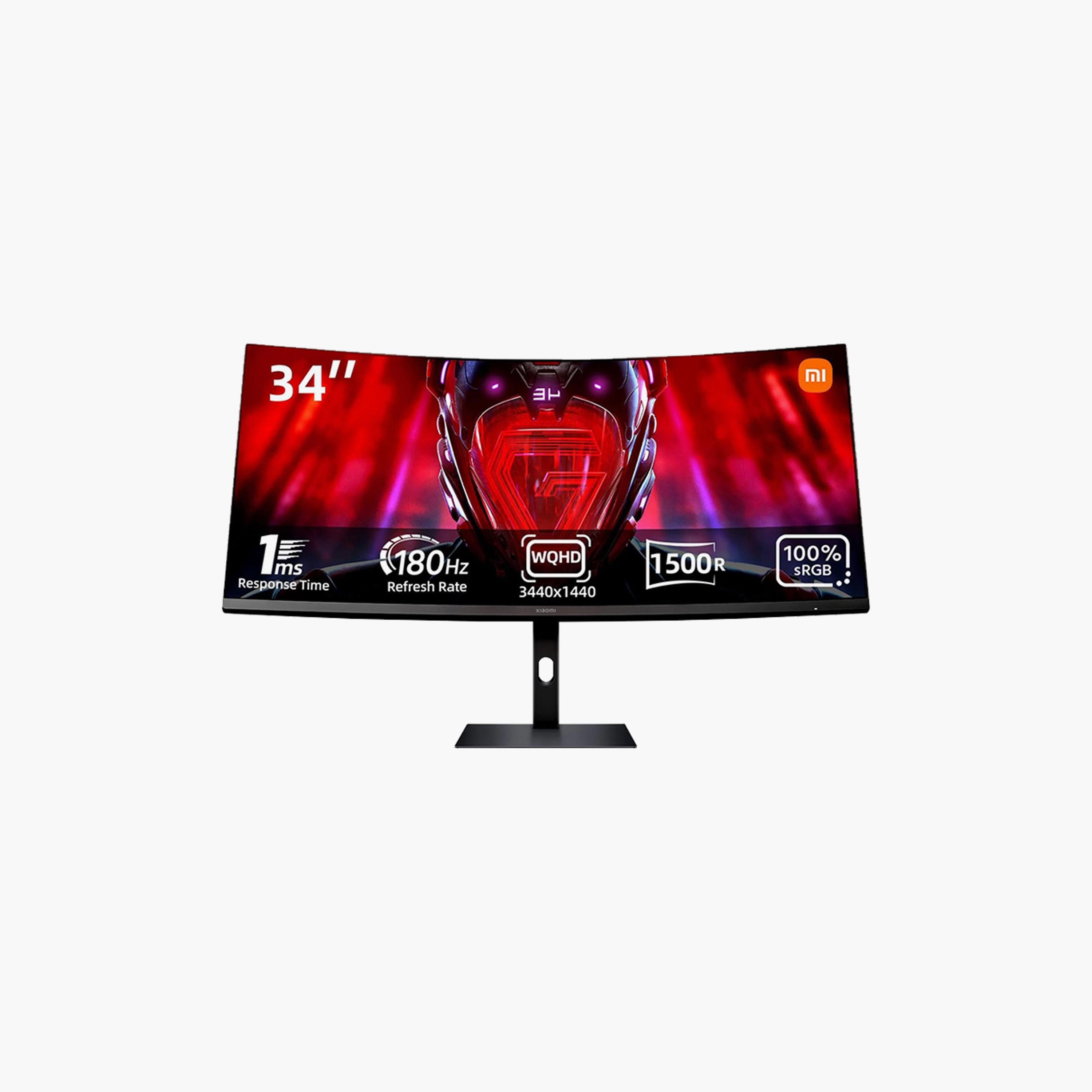 شاشة عرض منحنية للألعاب من شاومي G34WQI WQHD 180Hz مقاس 34 بوصة - أسود | ELA5458UK-electronics-accessories-computeraccesories-image-1