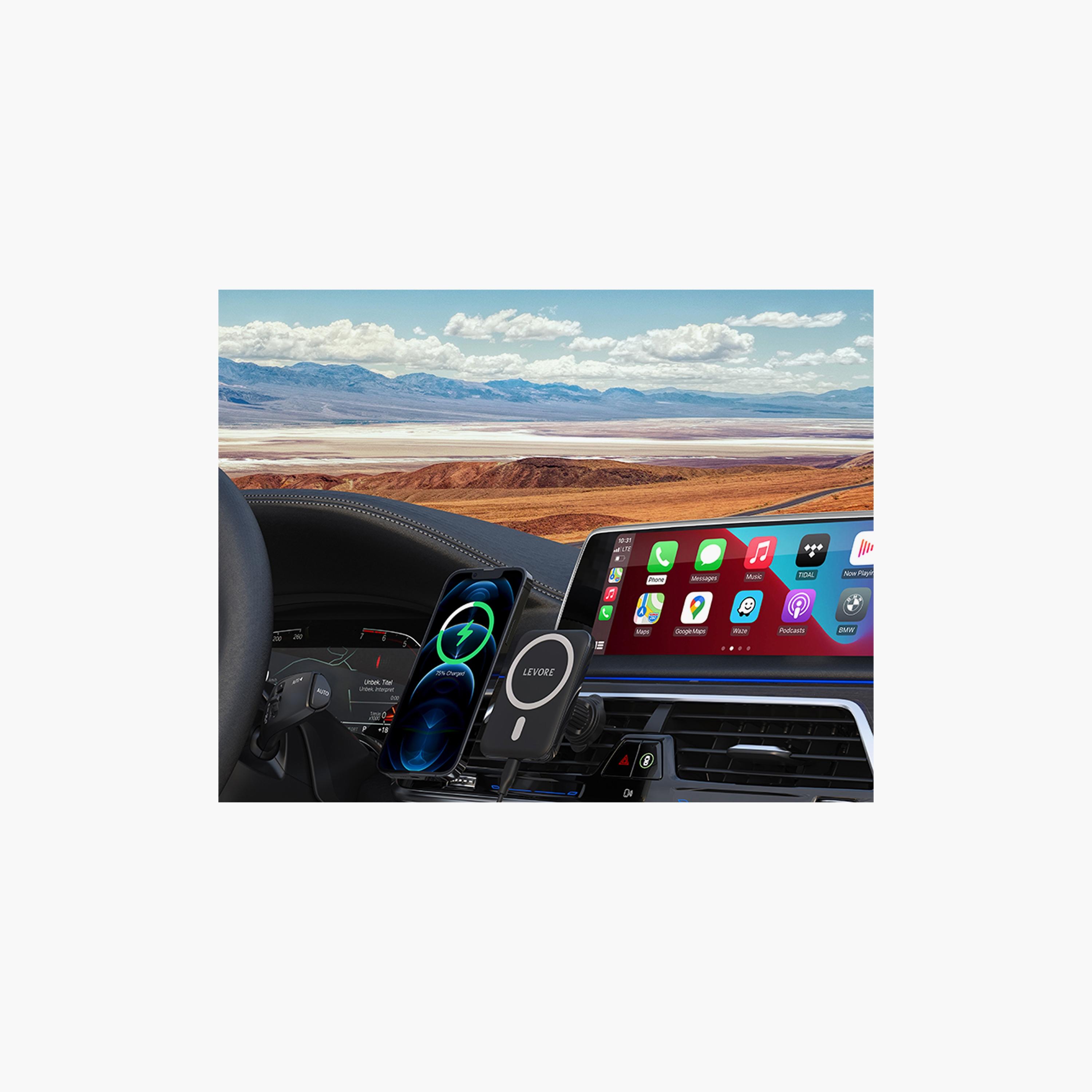 Levore Magnetic Wireless Car Charger Holder 15W MagSafe Fast Charging - Black | LS11-BK-electronics-accessories-mobileaccesories-image-3