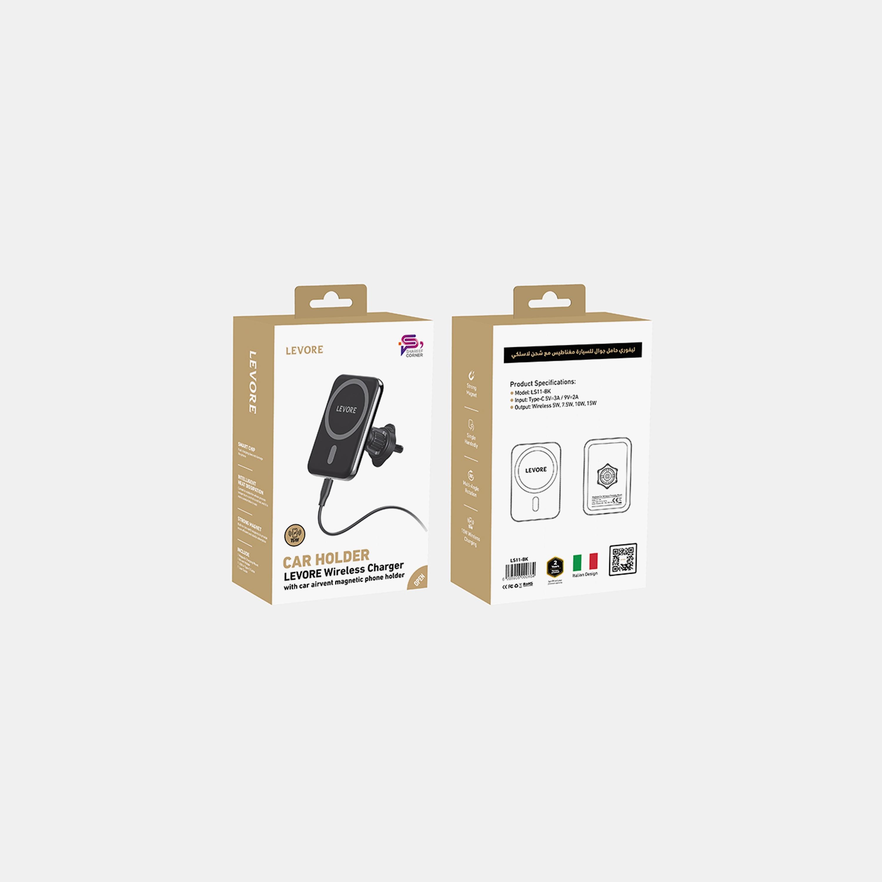 Levore Magnetic Wireless Car Charger Holder 15W MagSafe Fast Charging - Black | LS11-BK-electronics-accessories-mobileaccesories-image-4
