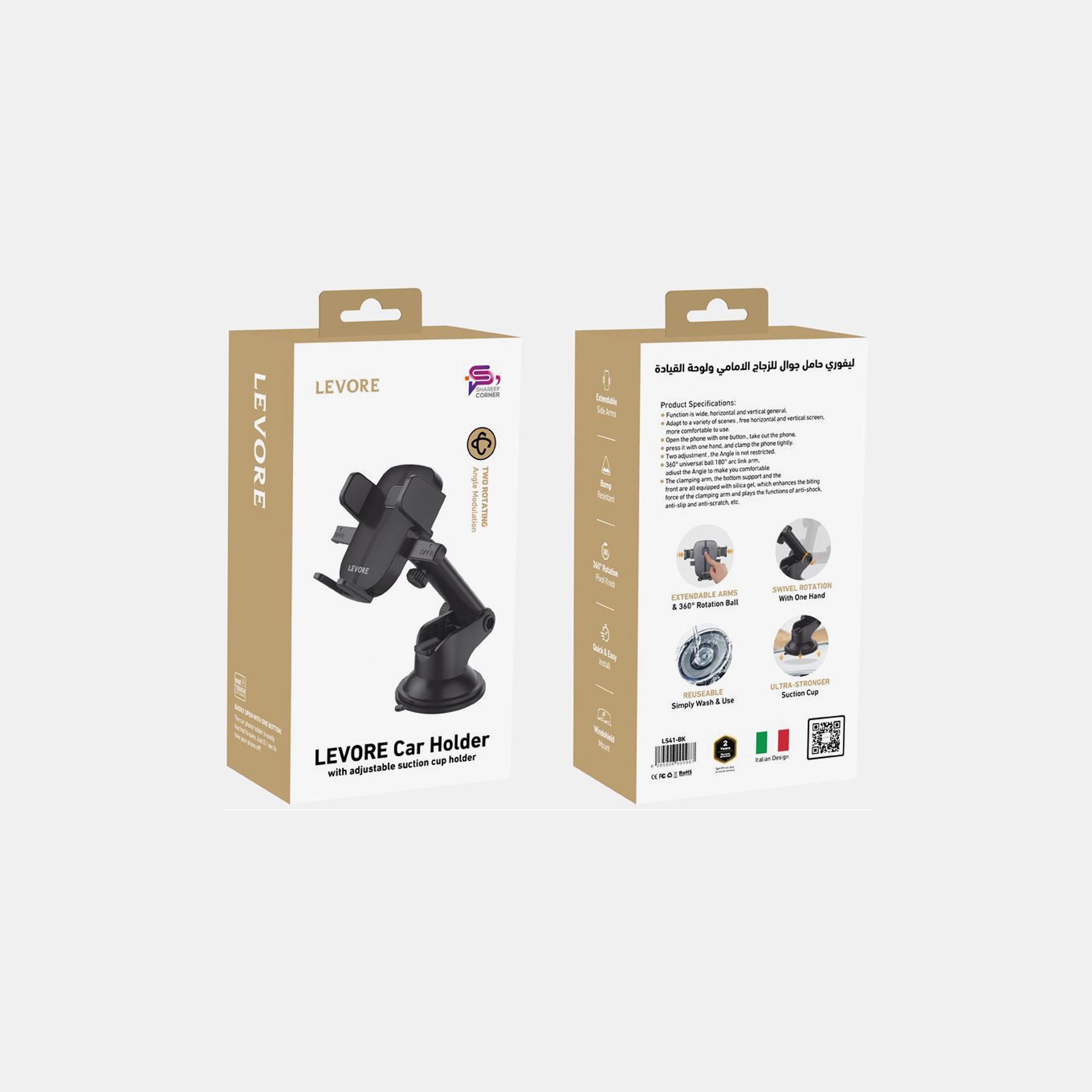 Levore Universal Phone Holder for Windshield and Dashboard 360 Degree - Black | LS41-BK-electronics-accessories-mobileaccesories-image-2
