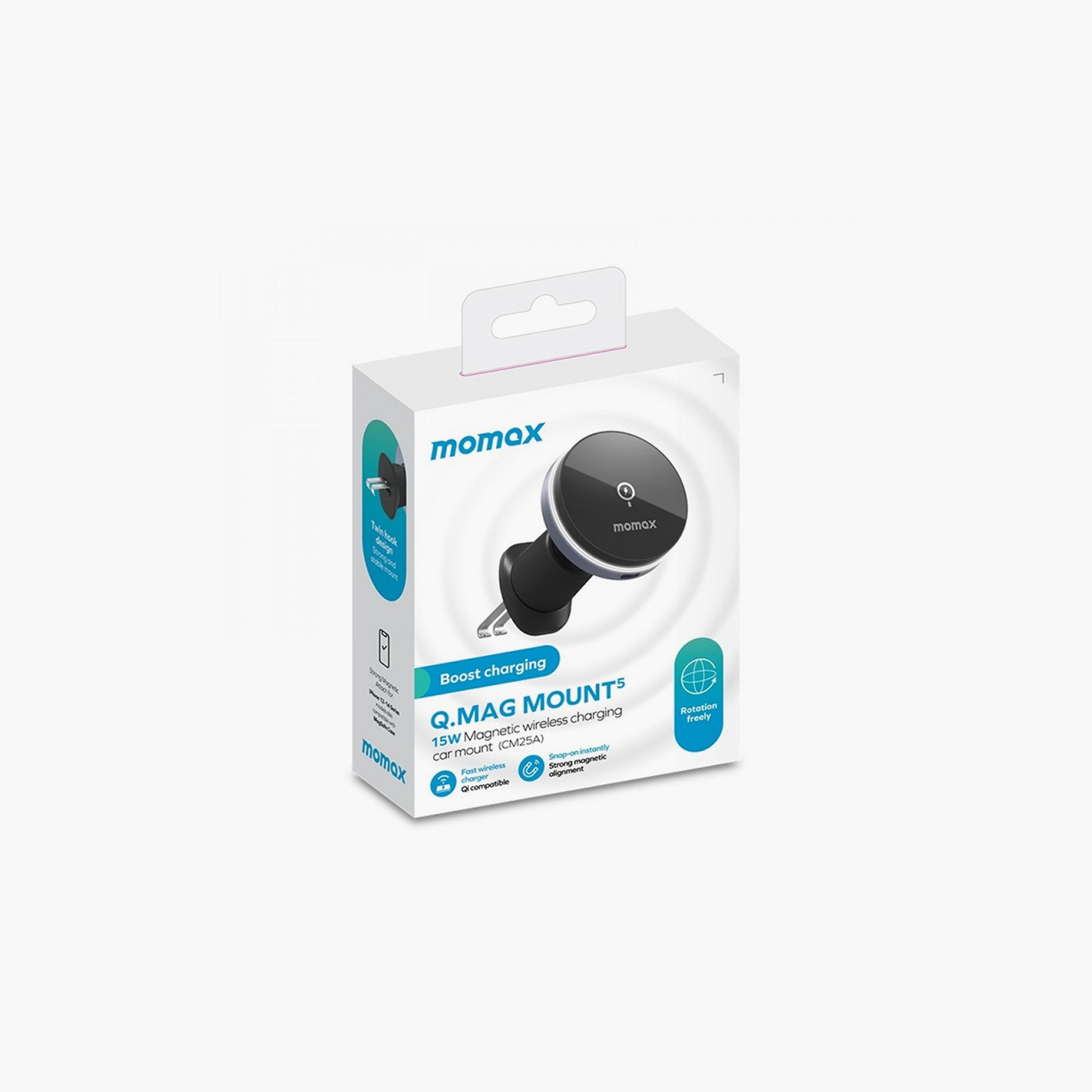 Momax Q Mag Mount 5 15W Magnetic Wireless Charging Car Mount (Vent mount) - Black | CM25AE-electronics-accessories-mobileaccesories-image-6