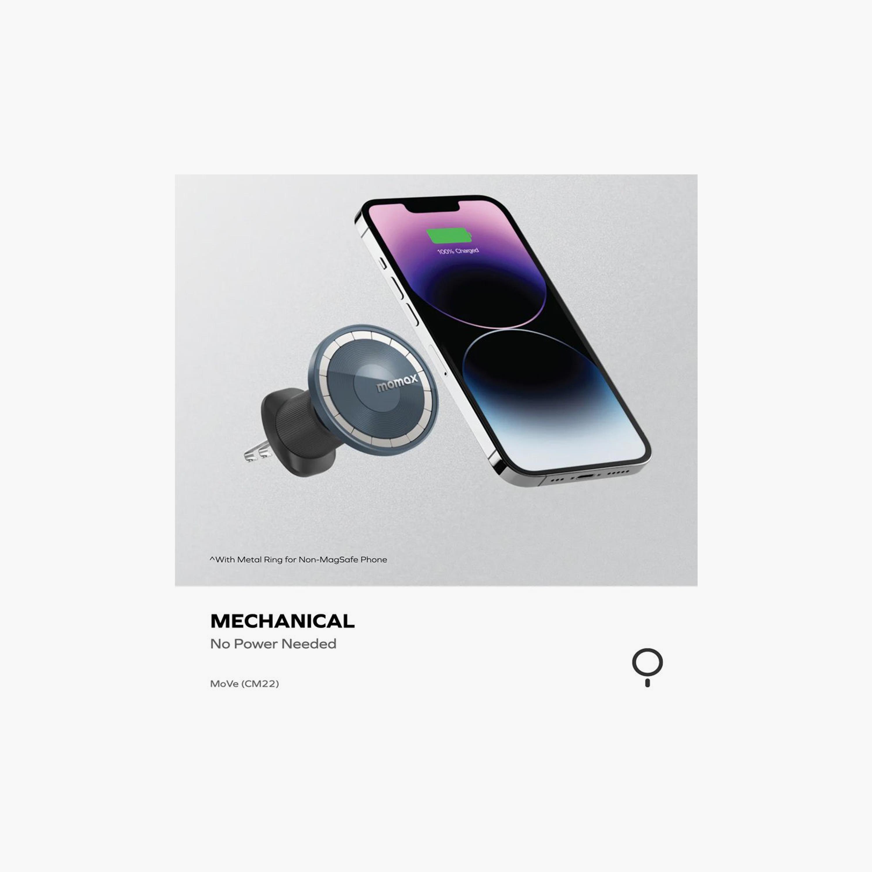 Momax Move Easy Magnetic Car Mount Strong Magnetic Suction Twin Metal Hook Design - Grey | CM22E-electronics-accessories-mobileaccesories-image-2