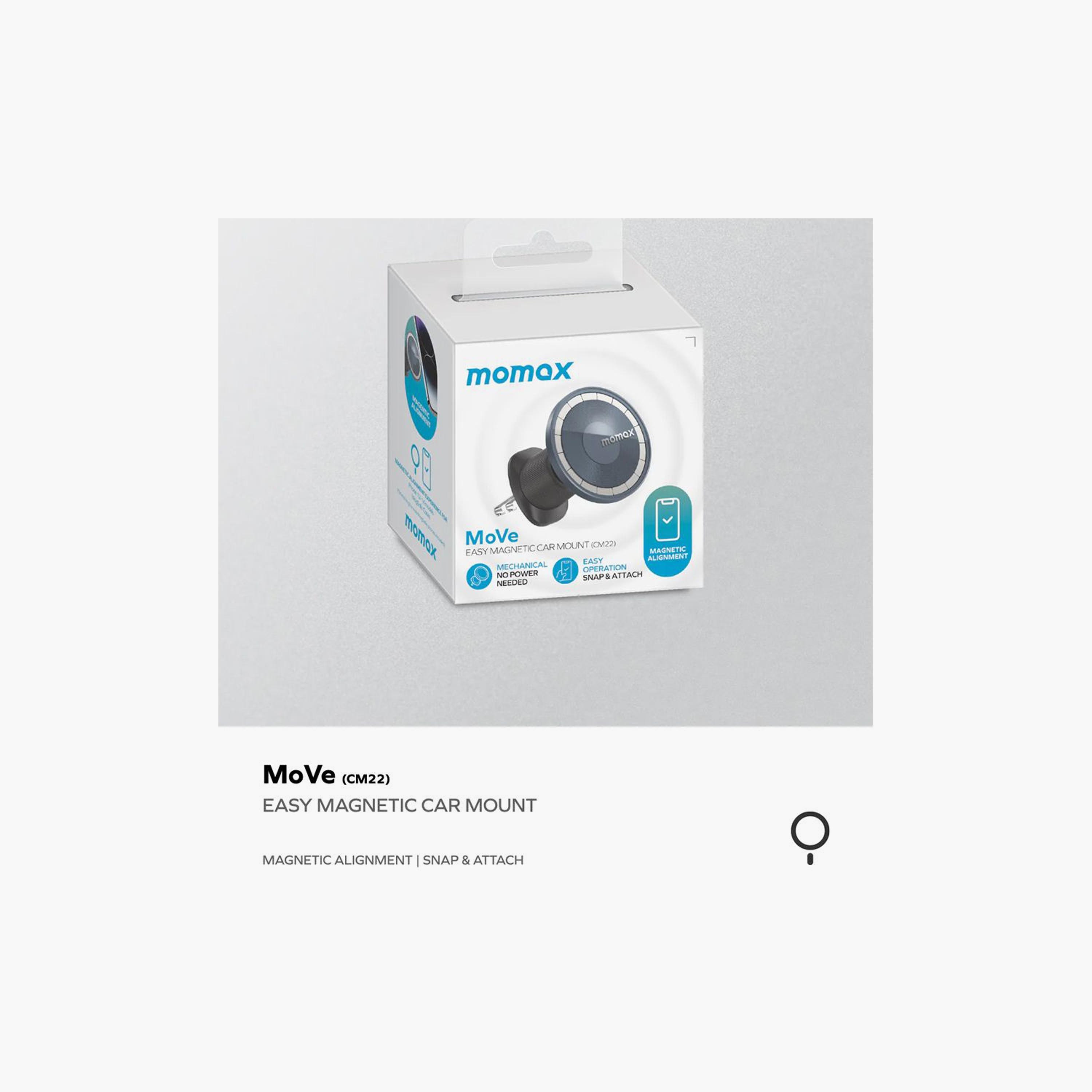 Momax Move Easy Magnetic Car Mount Strong Magnetic Suction Twin Metal Hook Design - Grey | CM22E-electronics-accessories-mobileaccesories-image-4
