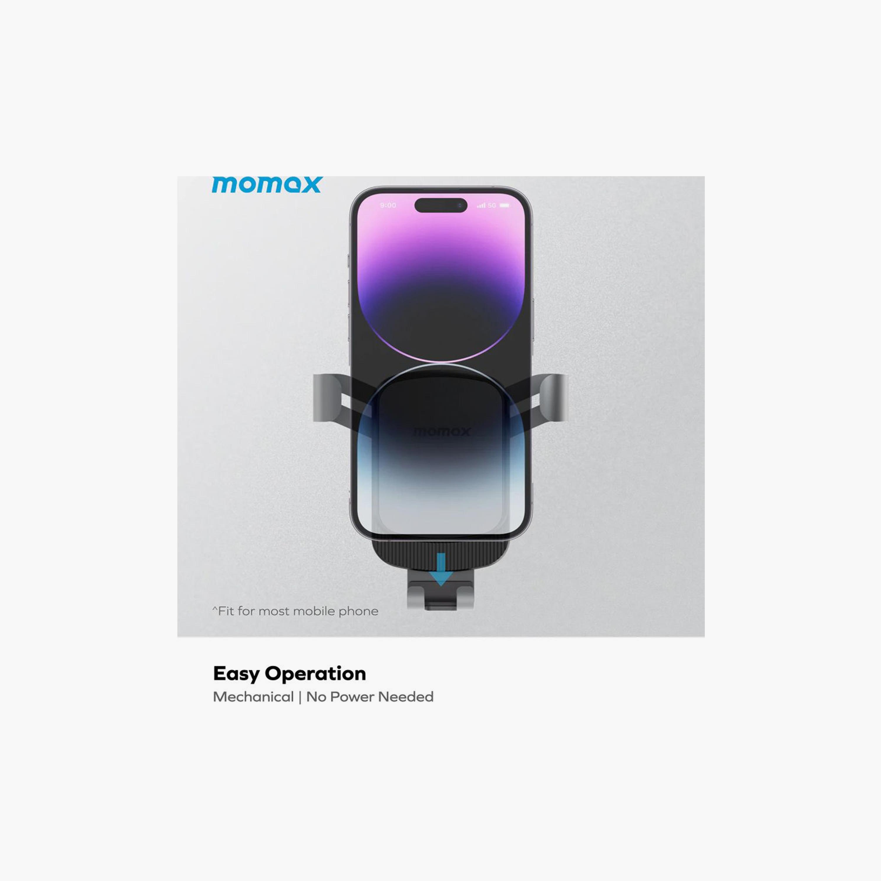 Momax Move Universal Easy Car Mount Automatic Gravity Lock Twin Metal Hook Design - Grey | CM23E-electronics-accessories-mobileaccesories-image-3